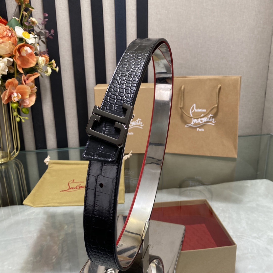 Christian Louboutin Male Basic Belt Cow Leather Black S-l