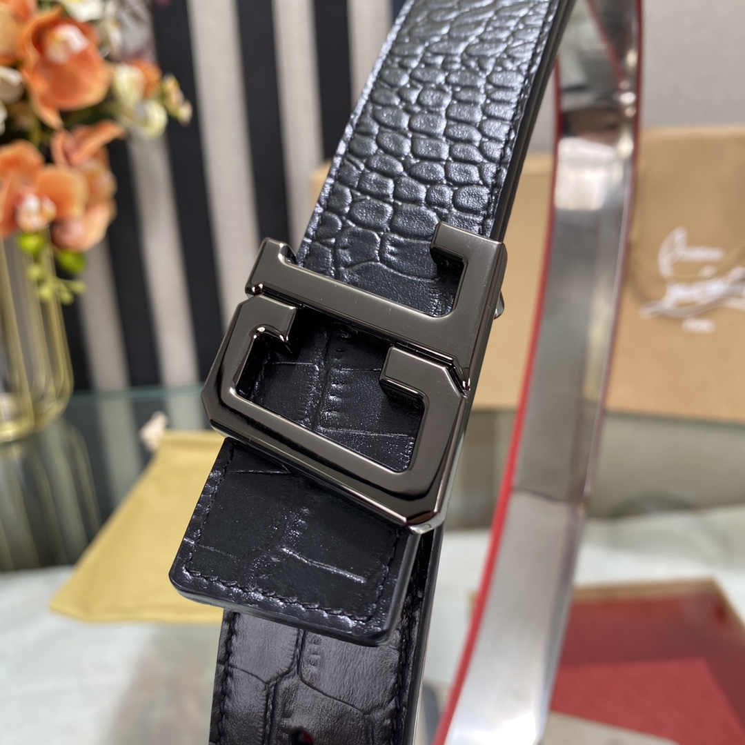 Christian Louboutin Male Basic Belt Cow Leather Black S-l