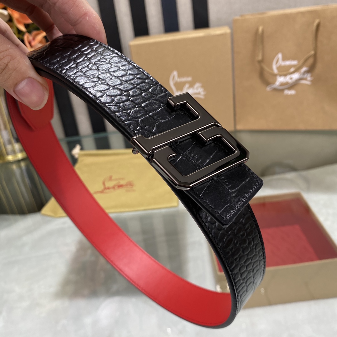 Christian Louboutin Male Basic Belt Cow Leather Black S-l