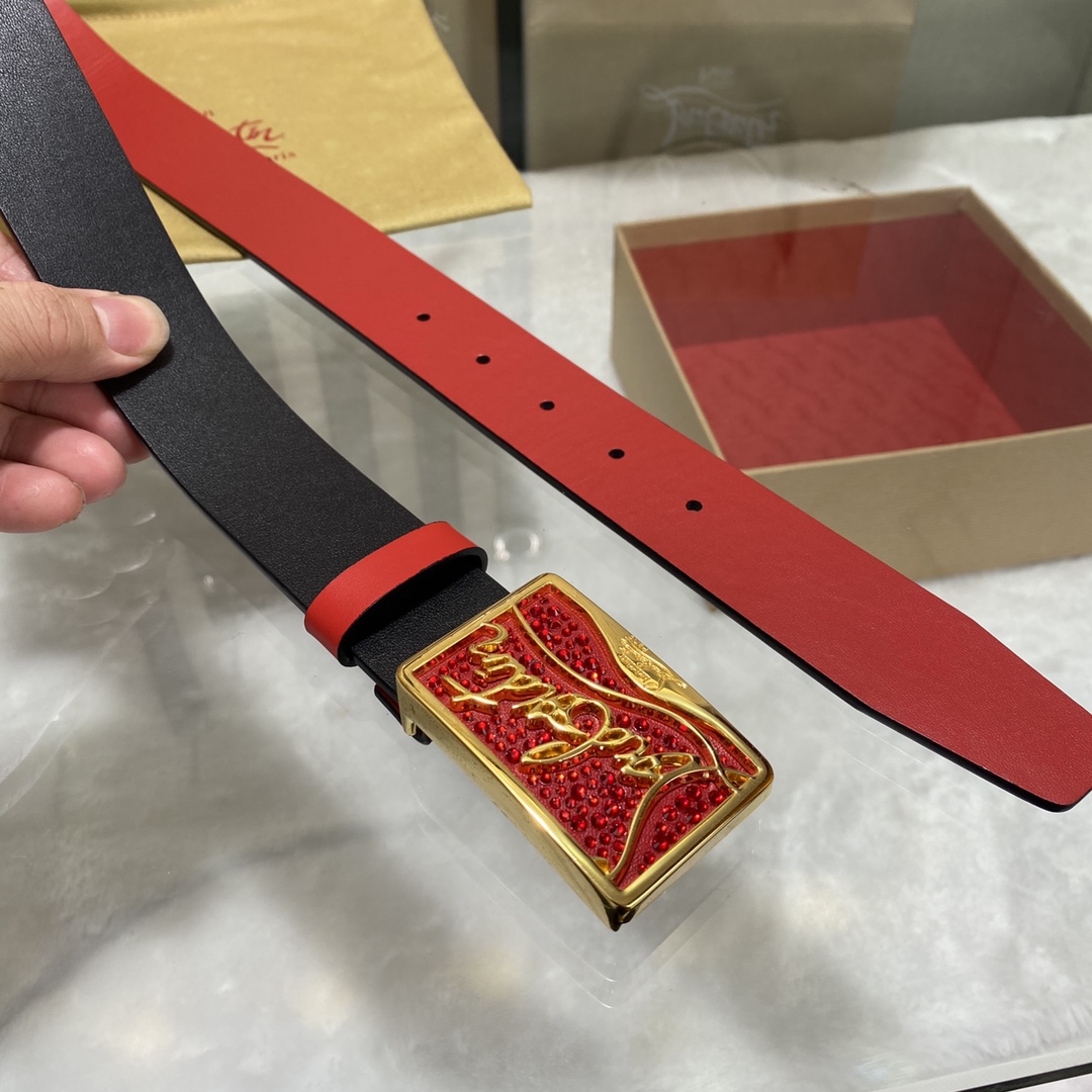 Christian Louboutin Male Basic Belt Cow Leather Black S-l