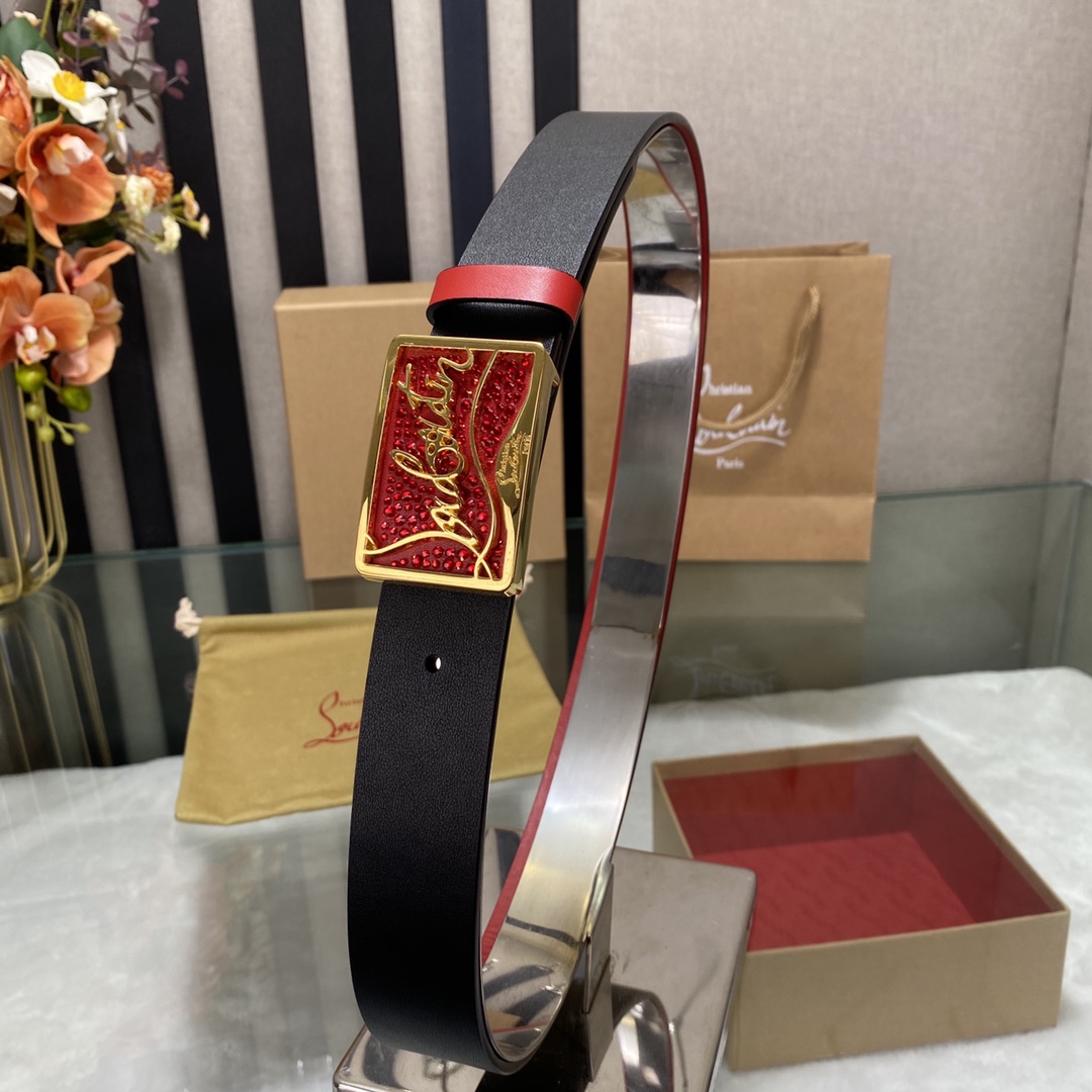 Christian Louboutin Male Basic Belt Cow Leather Black S-l