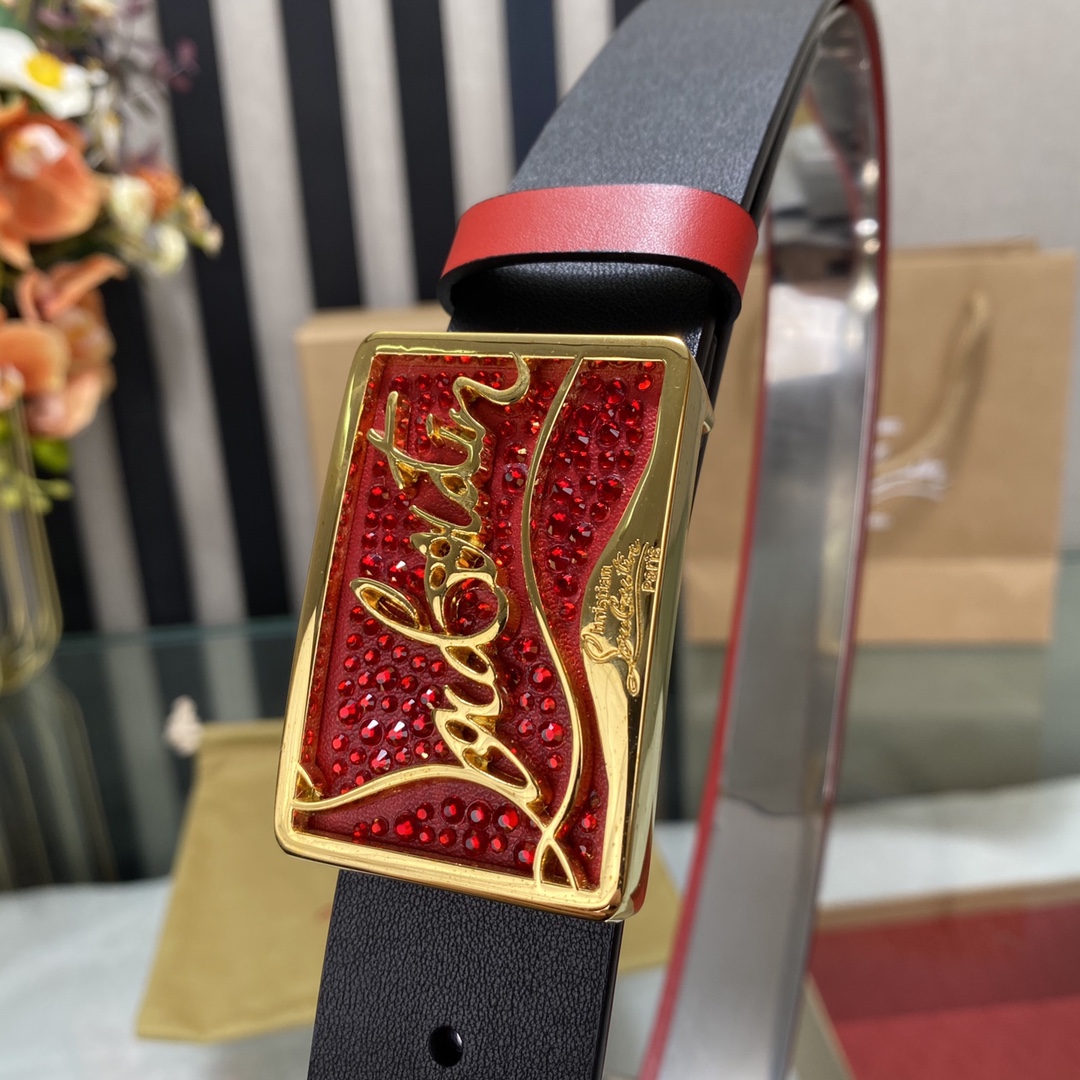 Christian Louboutin Male Basic Belt Cow Leather Black S-l