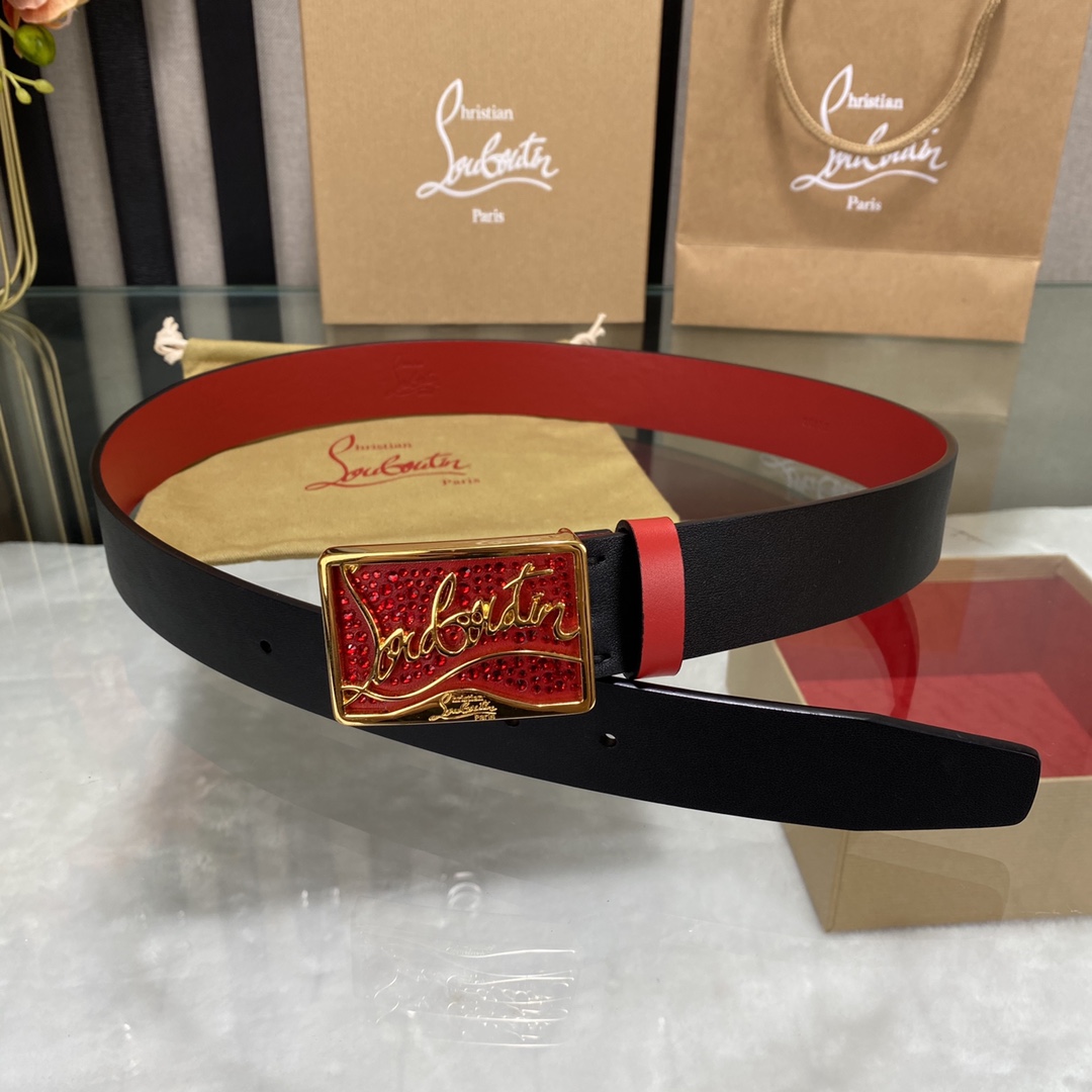 Christian Louboutin Male Basic Belt Cow Leather Black S-l