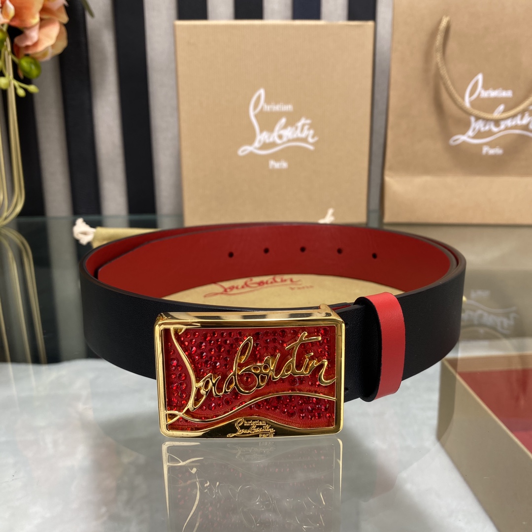 Christian Louboutin Male Basic Belt Cow Leather Black S-l