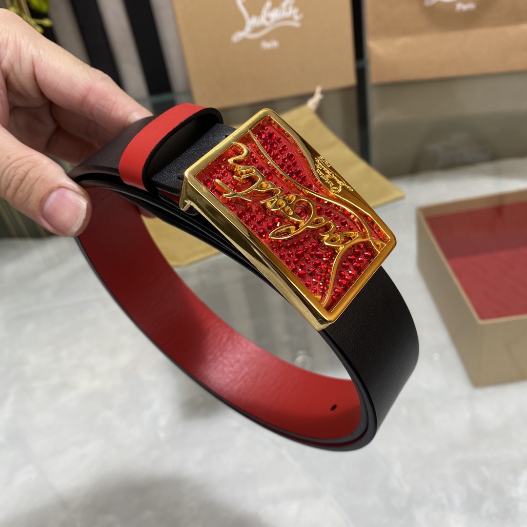 Christian Louboutin Male Basic Belt Cow Leather Black S-l