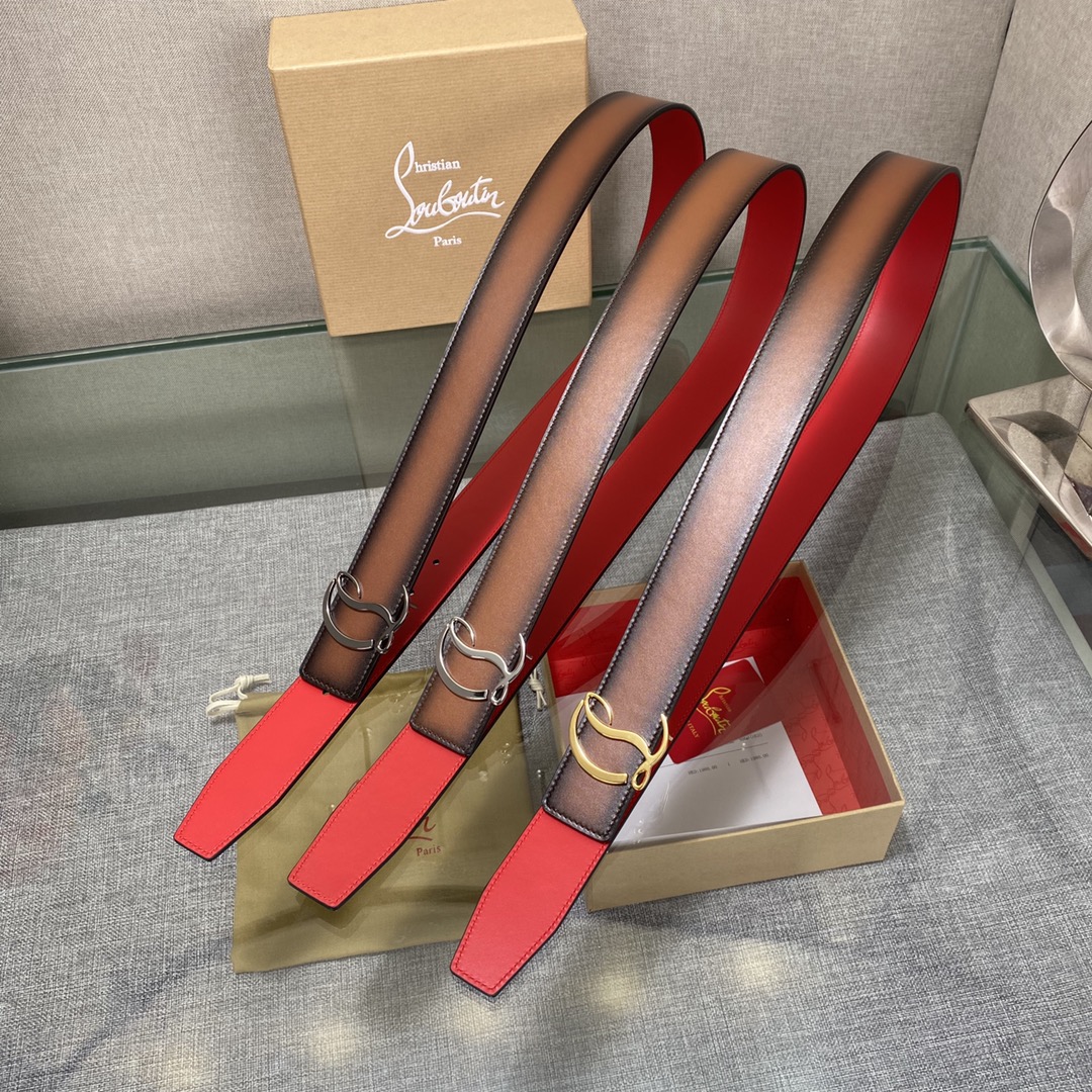 Christian Louboutin Male Basic Belt Cow Leather Black S-l