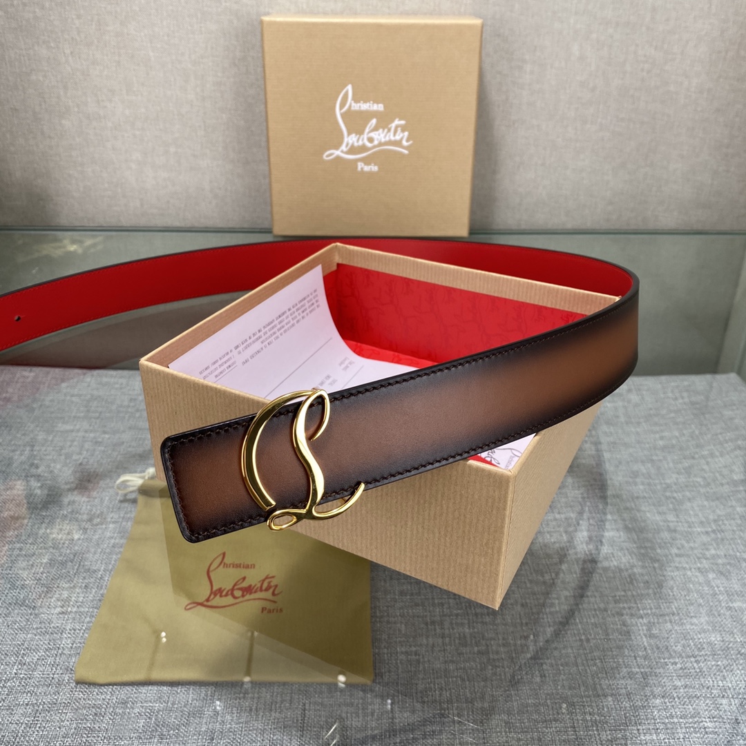 Christian Louboutin Male Basic Belt Cow Leather Black S-l