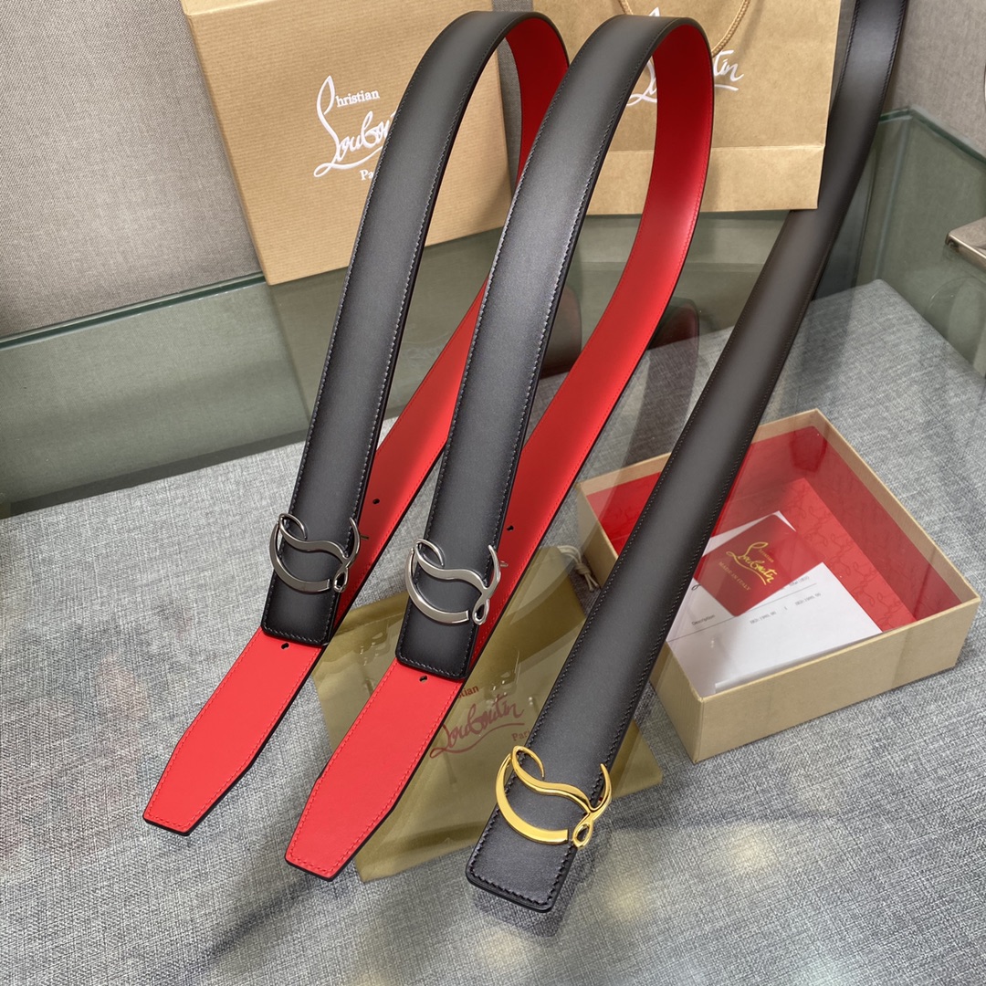 Christian Louboutin Male Basic Belt Cow Leather Black S-l