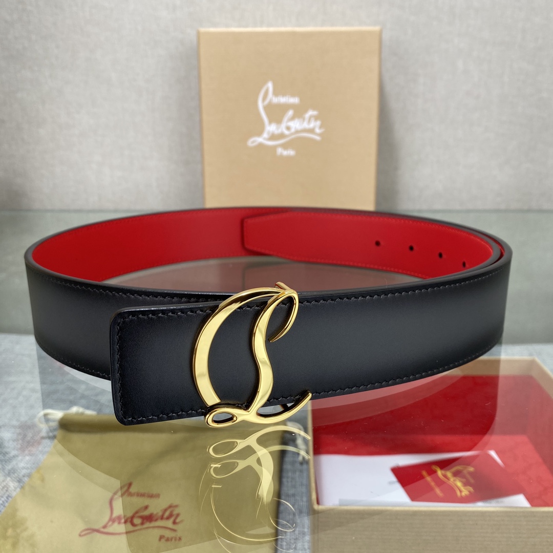 Christian Louboutin Male Basic Belt Cow Leather Black S-l