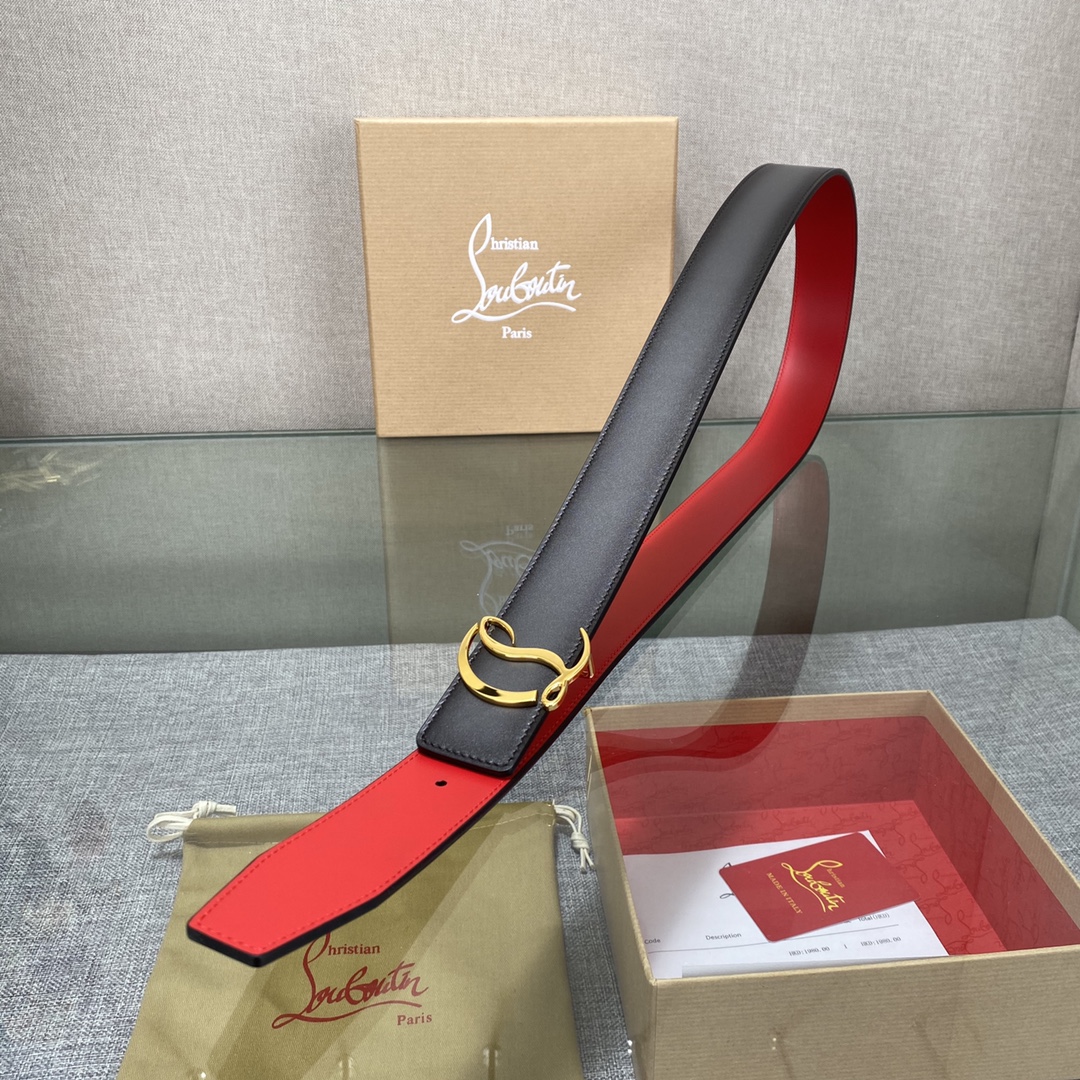 Christian Louboutin Male Basic Belt Cow Leather Black S-l