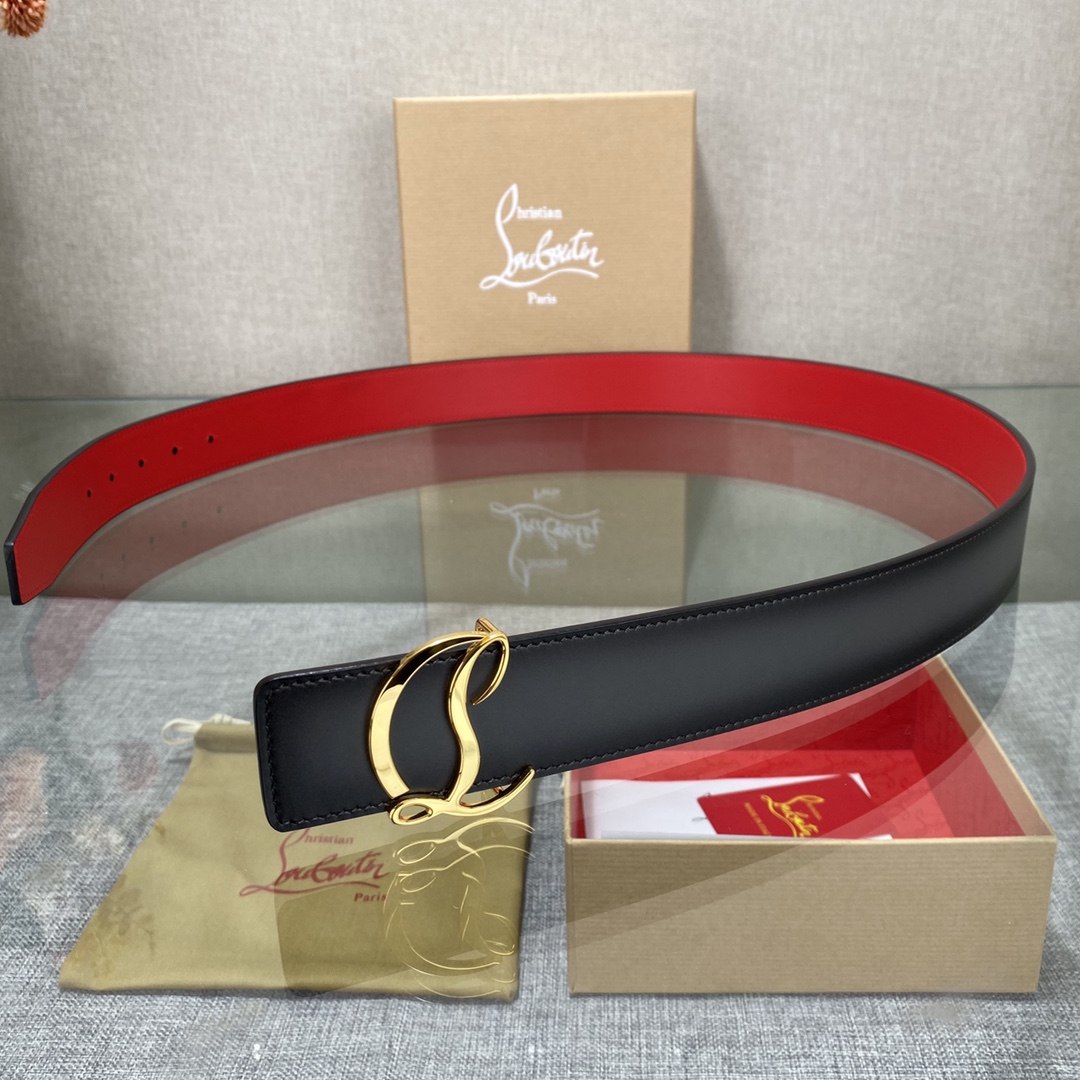 Christian Louboutin Male Basic Belt Cow Leather Black S-l
