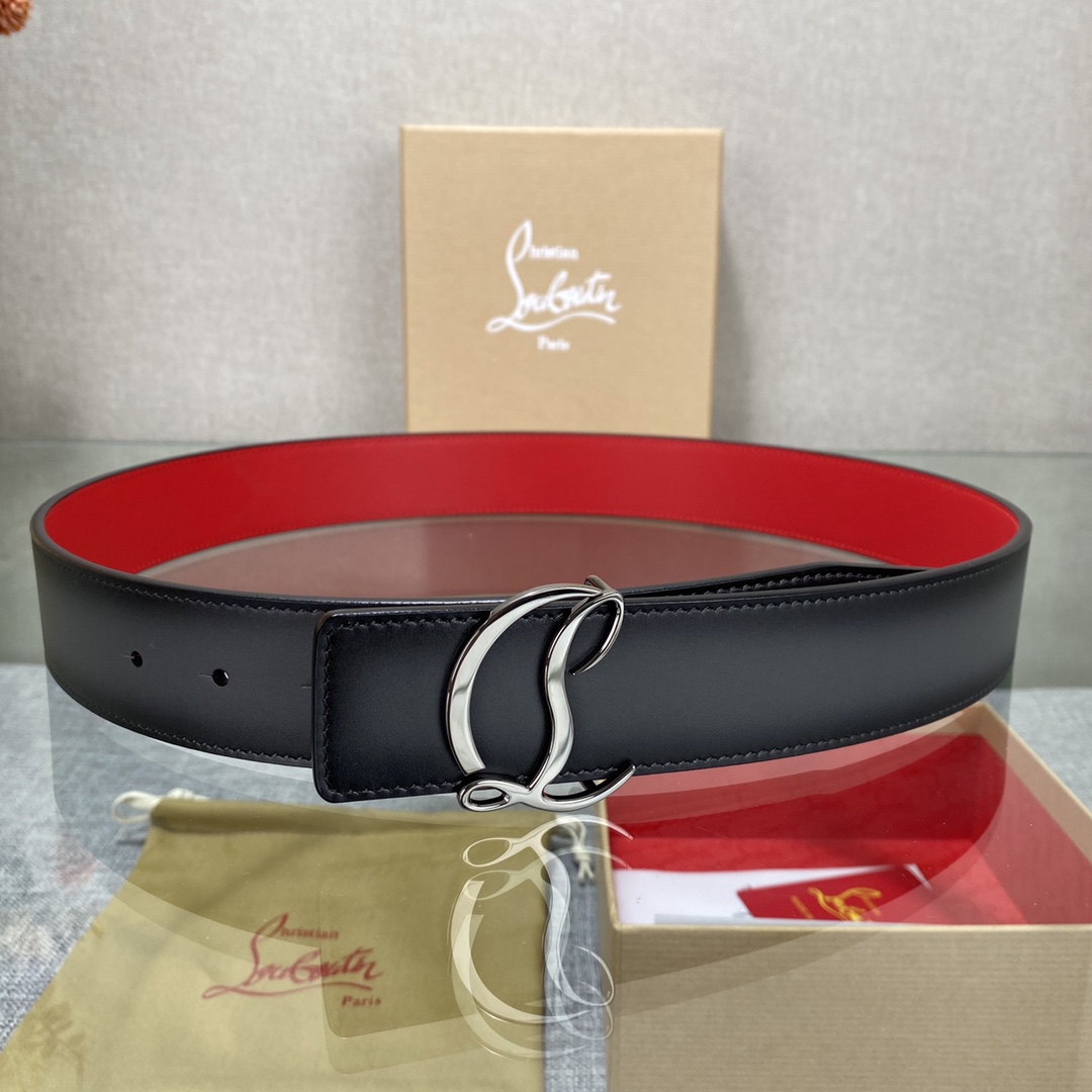 Christian Louboutin Male Basic Belt Cow Leather Black S-l