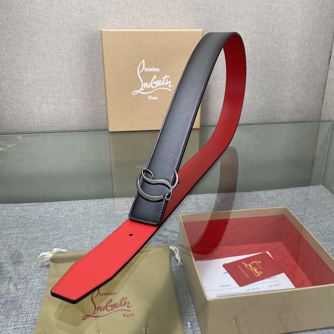 Christian Louboutin Male Basic Belt Cow Leather Black S-l