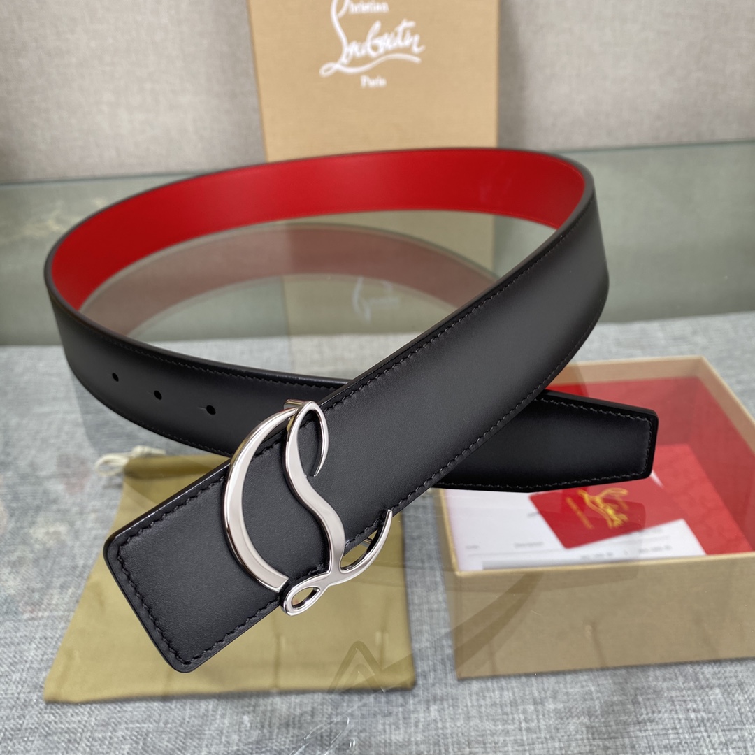 Christian Louboutin Male Basic Belt Cow Leather Black S-l