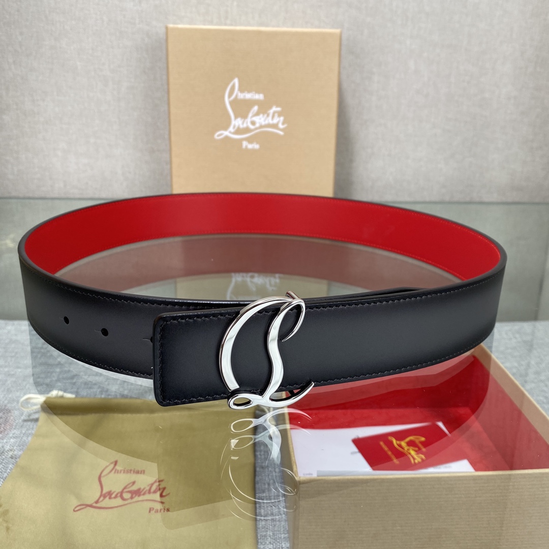 Christian Louboutin Male Basic Belt Cow Leather Black S-l