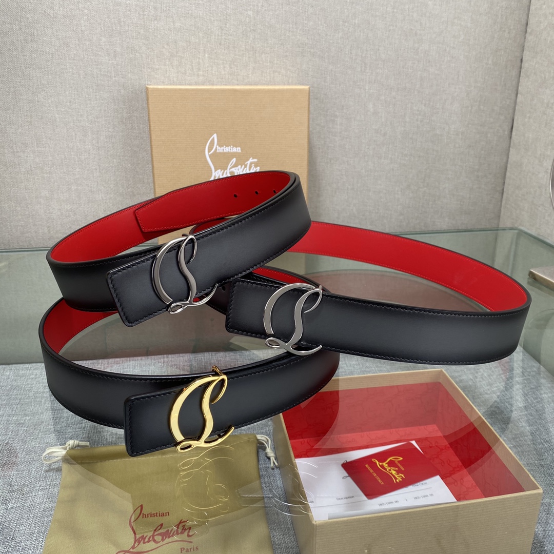 Christian Louboutin Male Basic Belt Cow Leather Black S-l