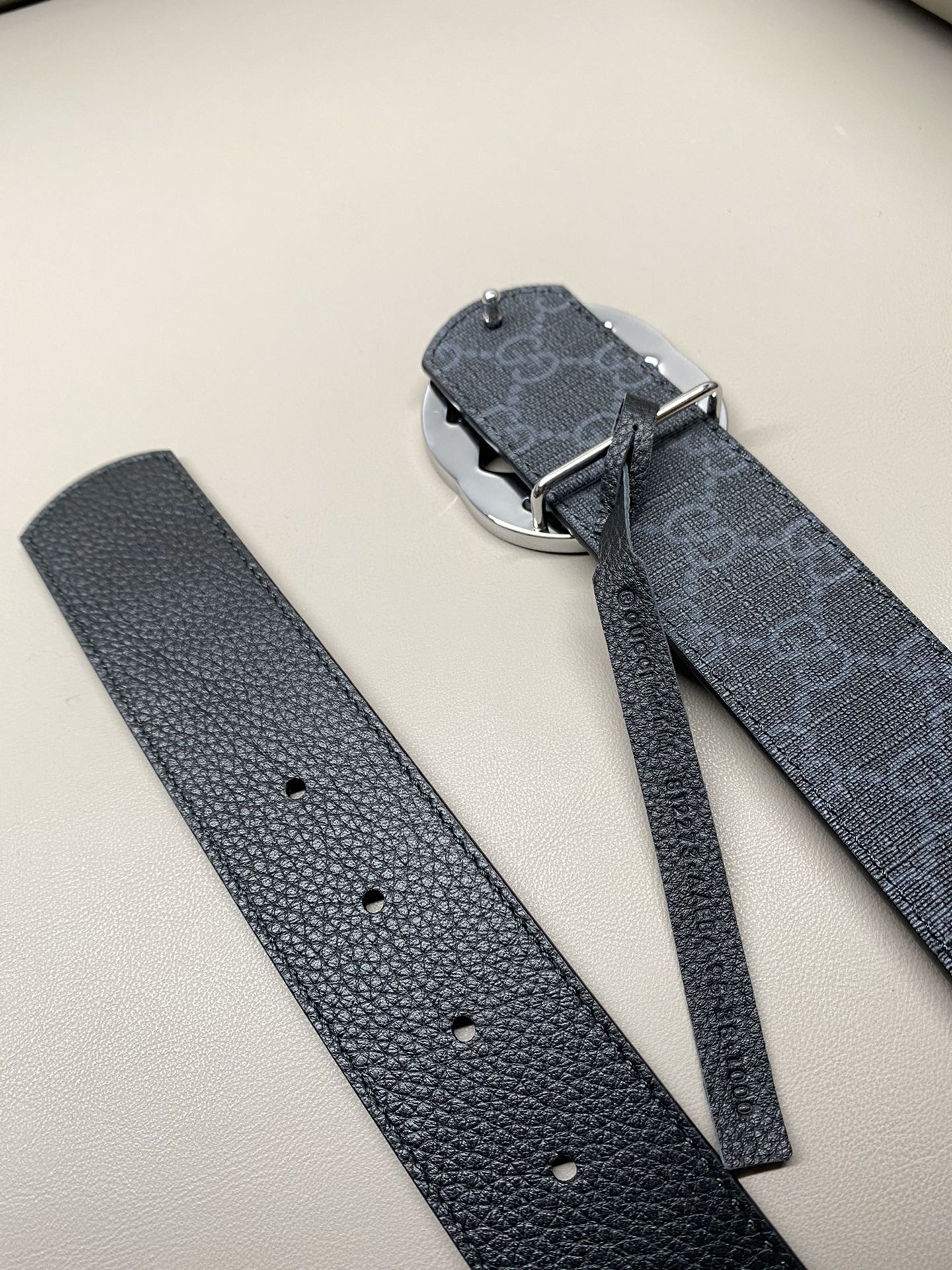 Gucci Canvas Belt Cow Leather Black S-m