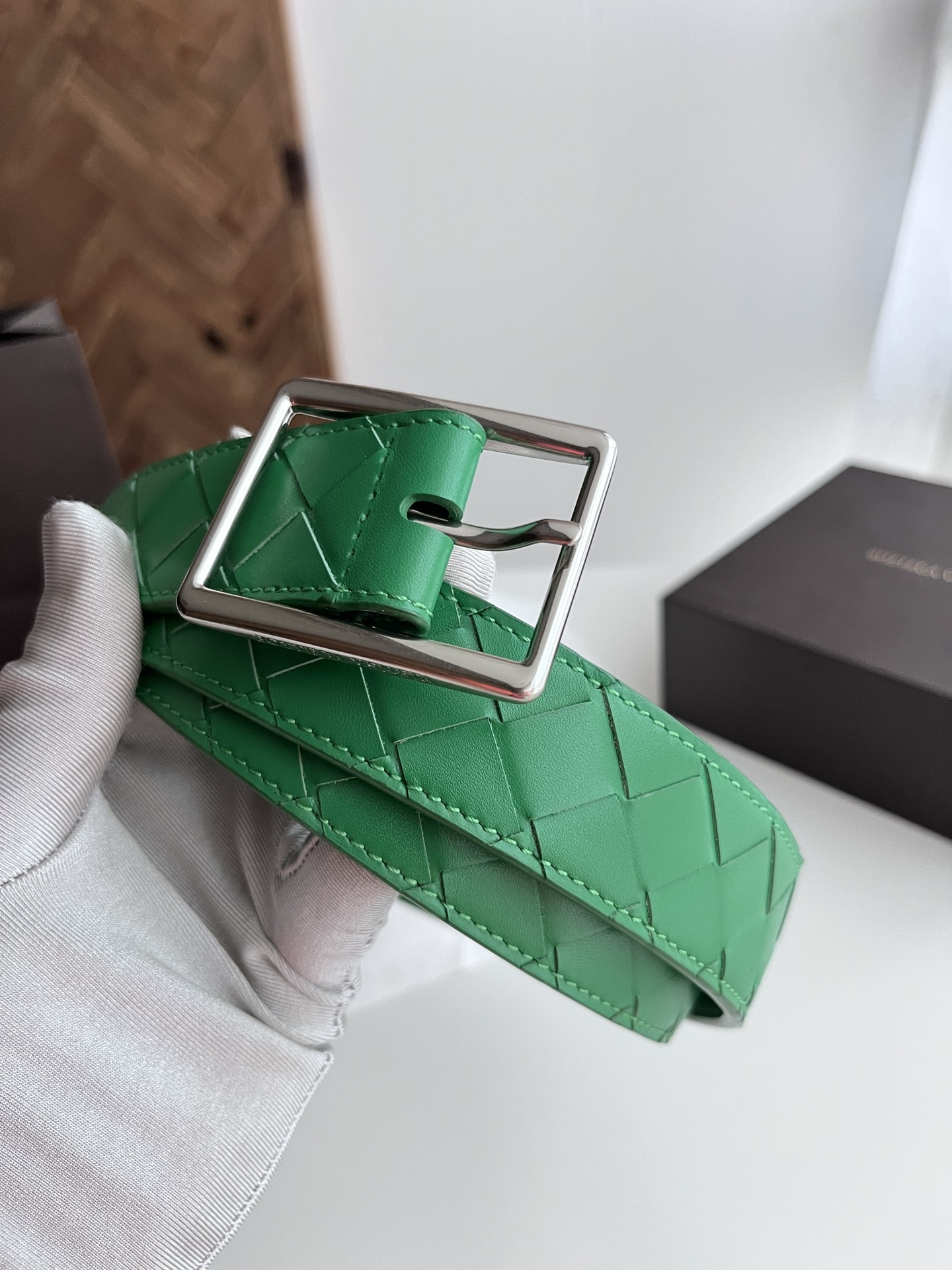 Louis Vuitton Male Leather Belt Cow Leather Silver M