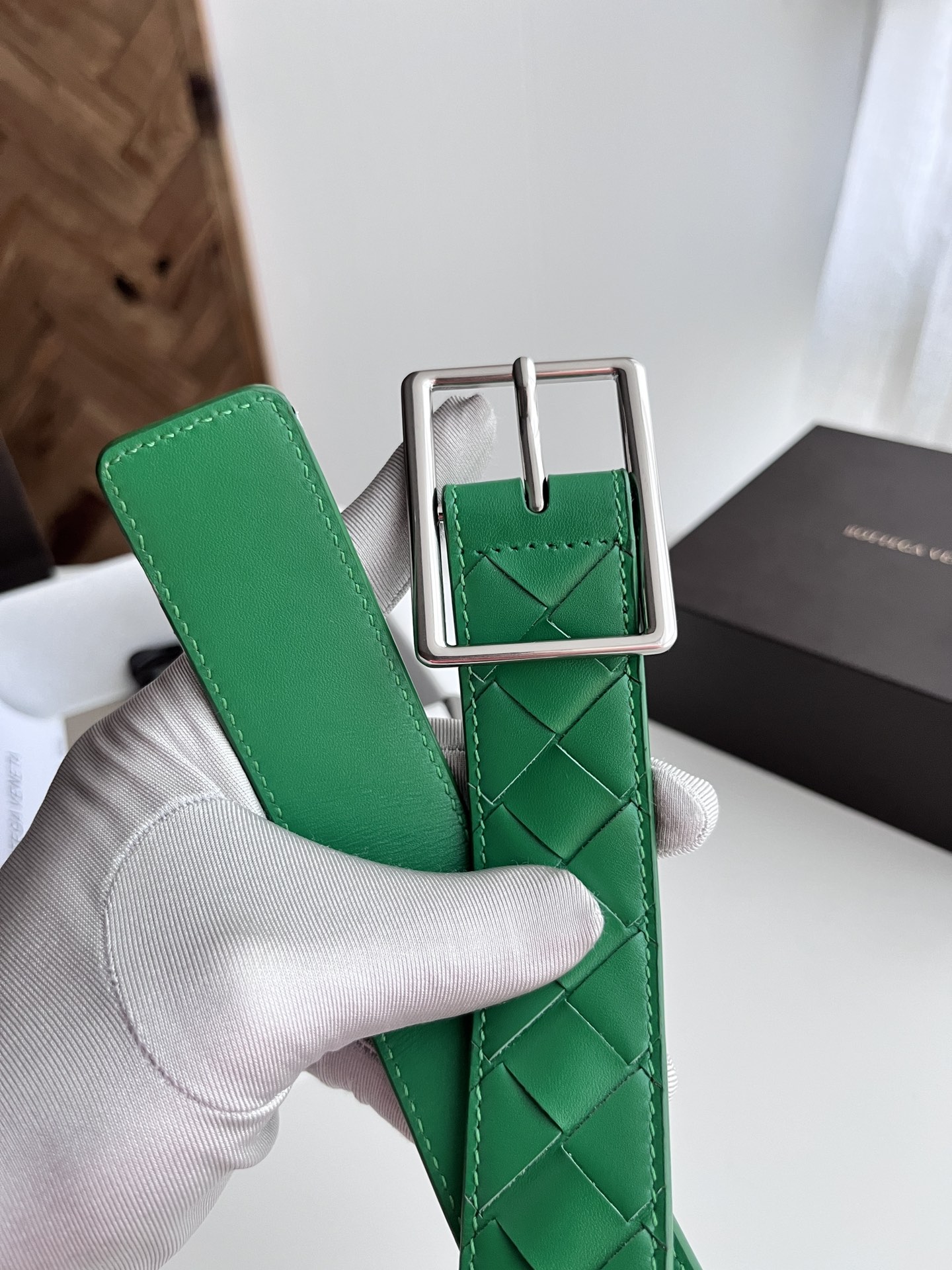 Louis Vuitton Male Leather Belt Cow Leather Silver M