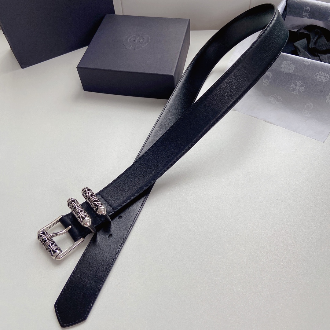 Chrome Hearts Leather Belt Top Grain Leather S-m