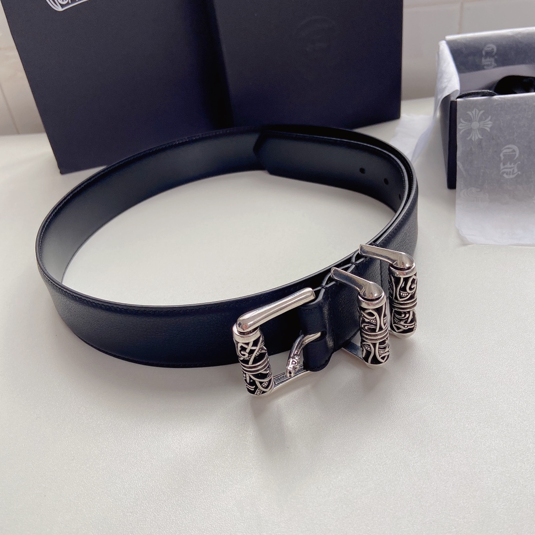 Chrome Hearts Leather Belt Top Grain Leather S-m