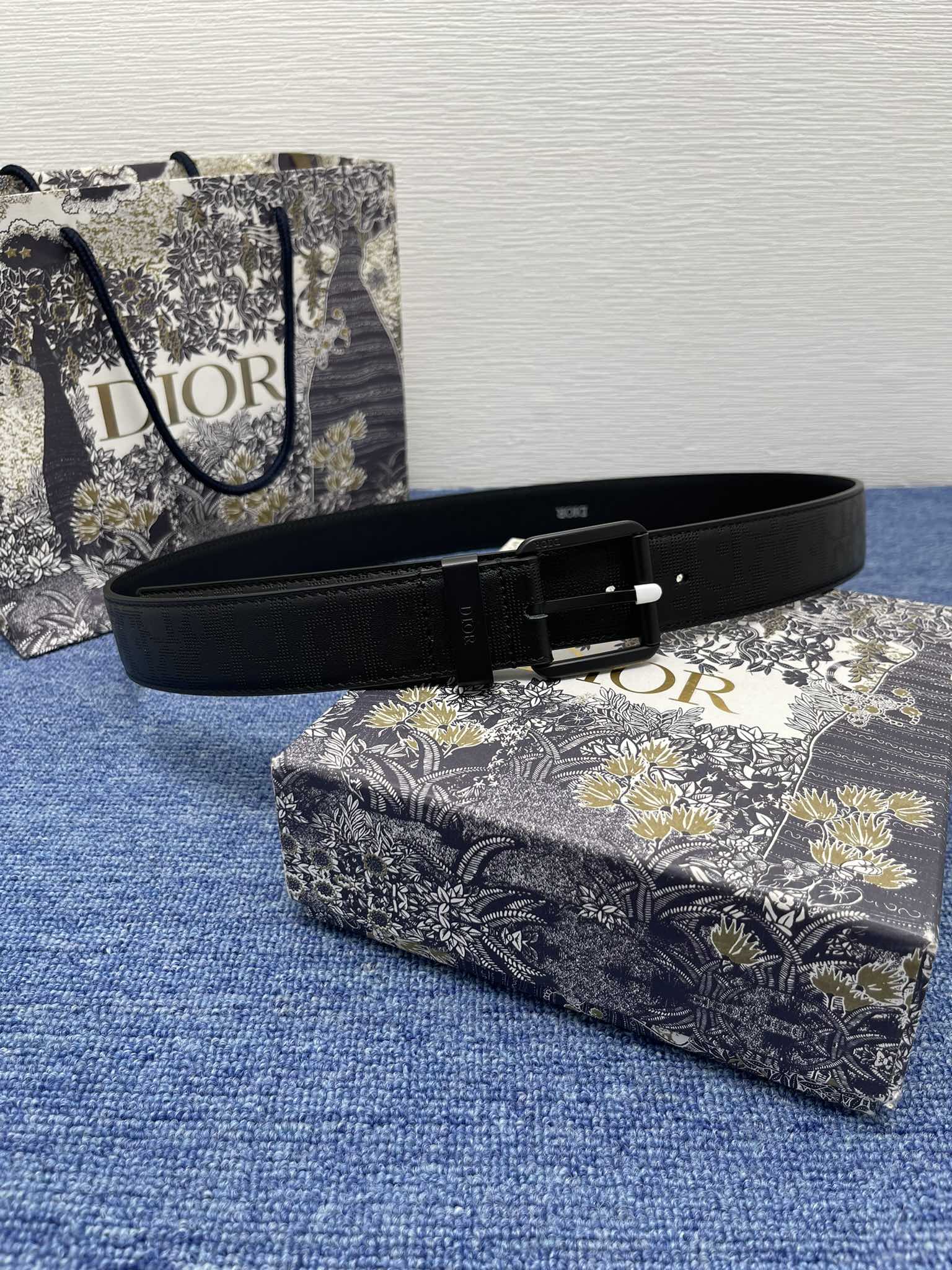 Dior Male Basic Belt Cow Leather Black Adjustable S-m