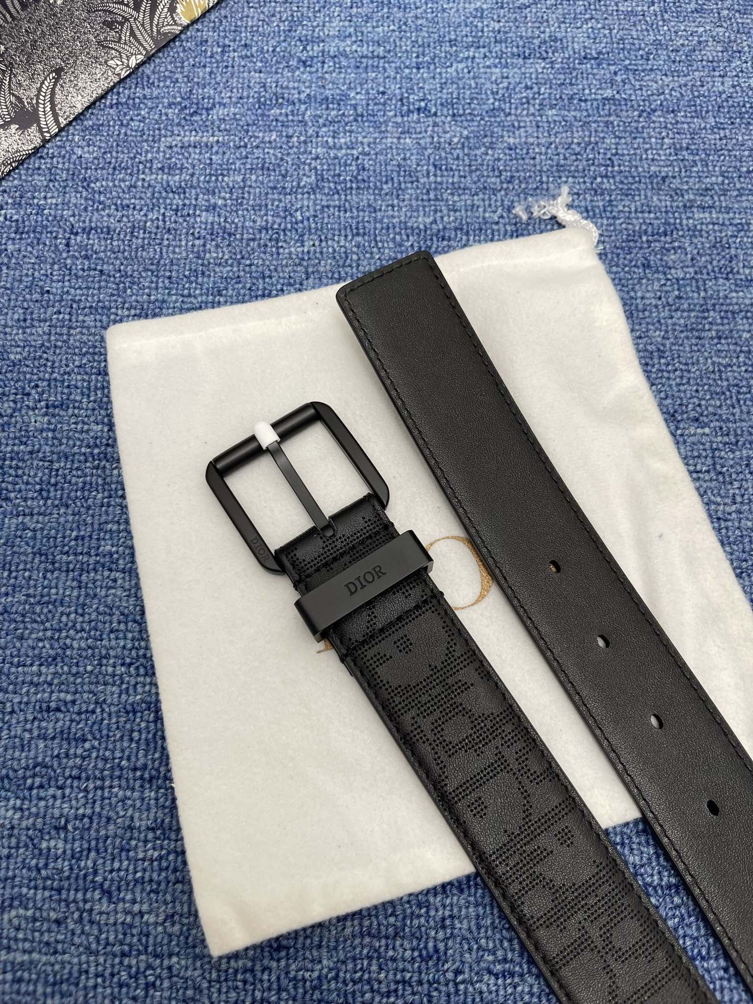 Dior Male Basic Belt Cow Leather Black Adjustable S-m