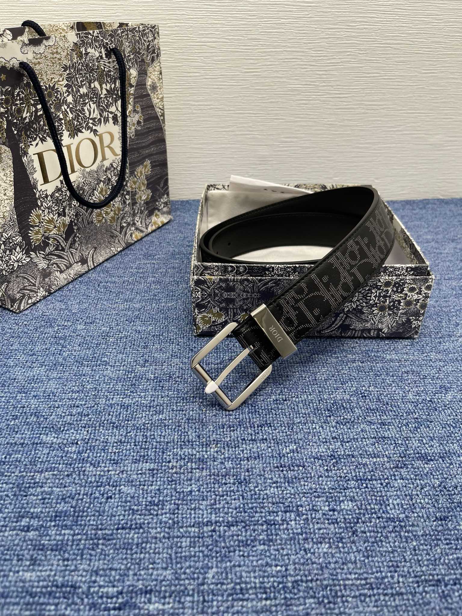 Dior Male Basic Belt Cow Leather Black Adjustable S-m