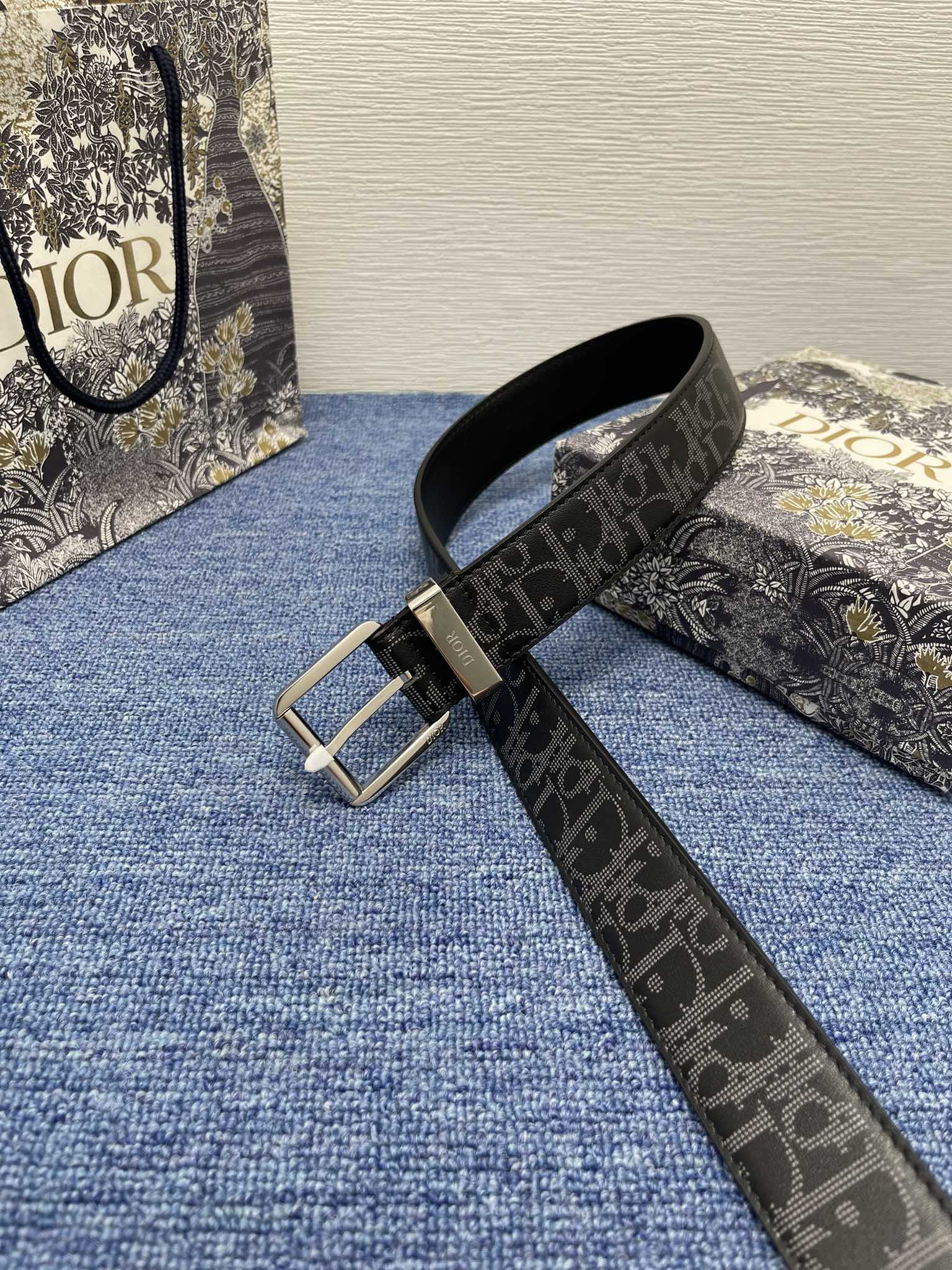 Dior Male Basic Belt Cow Leather Black Adjustable S-m