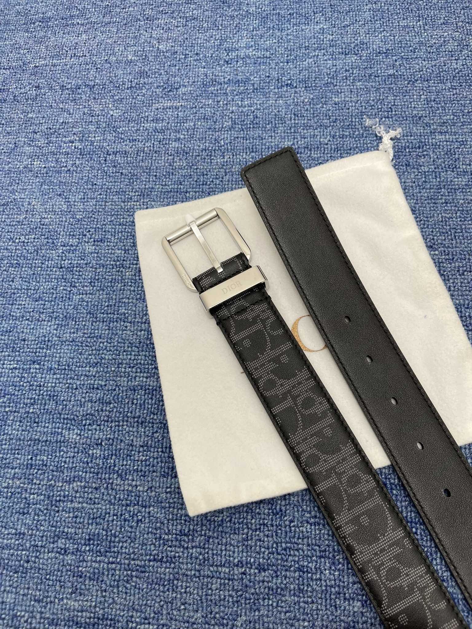 Dior Male Basic Belt Cow Leather Black Adjustable S-m