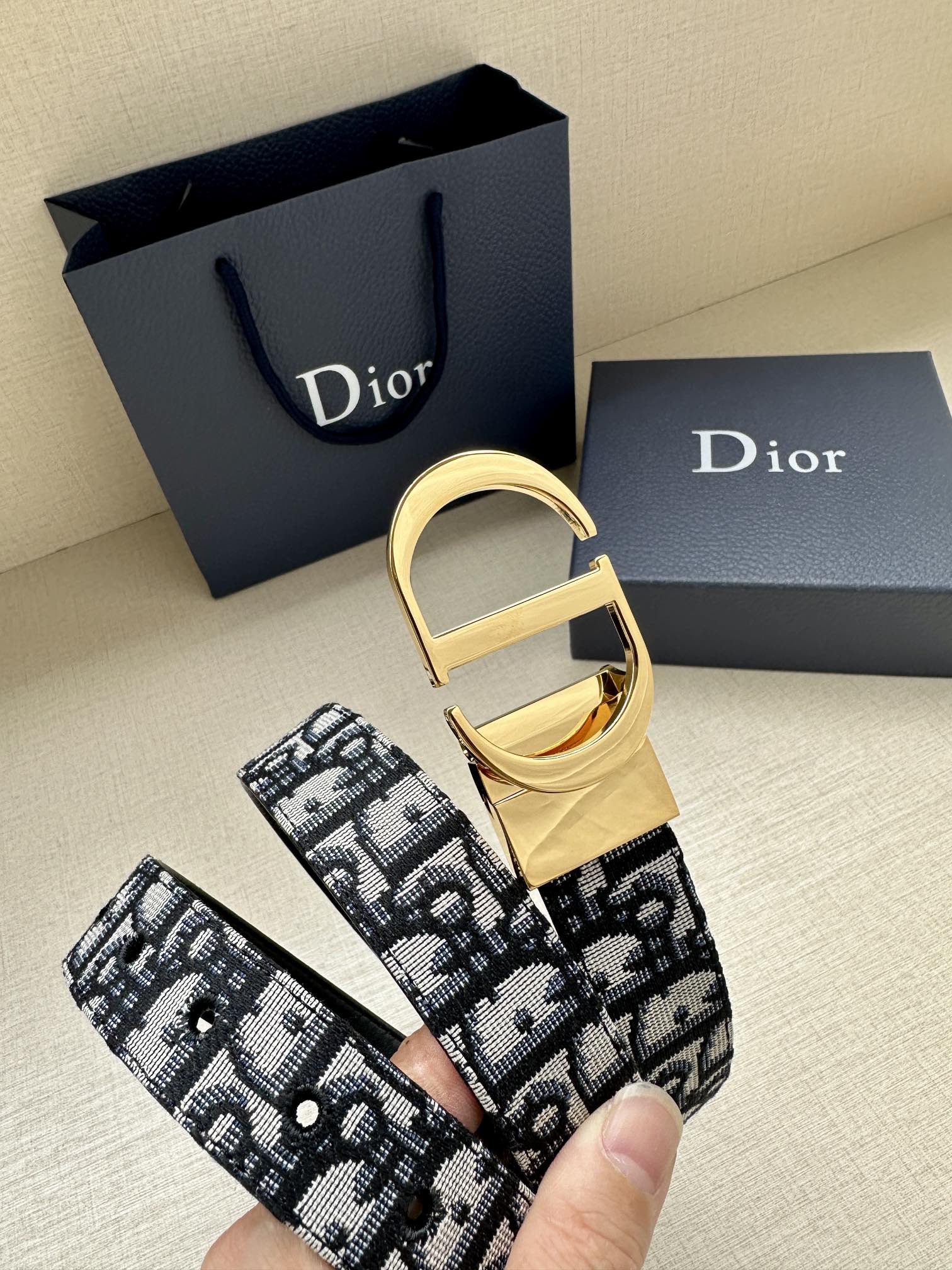Dior Female Basic Belt Cow Leather Gold 30mm-m-l