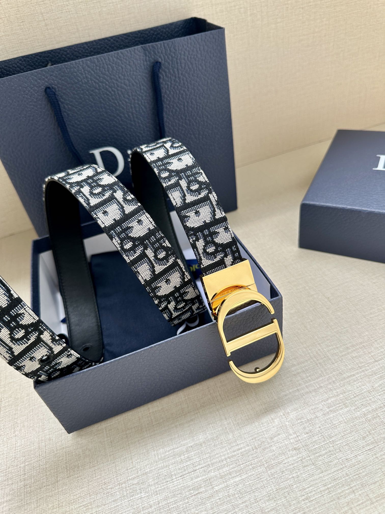 Dior Female Basic Belt Cow Leather Gold 30mm-m-l