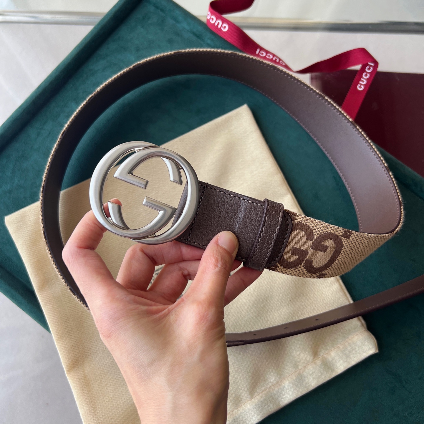 Gucci Basic Belt Canvas White Wide Width M