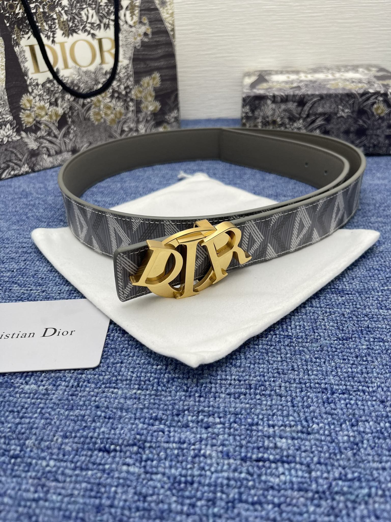 Dior Male Basic Belt Cow Leather Black Adjustable S-m