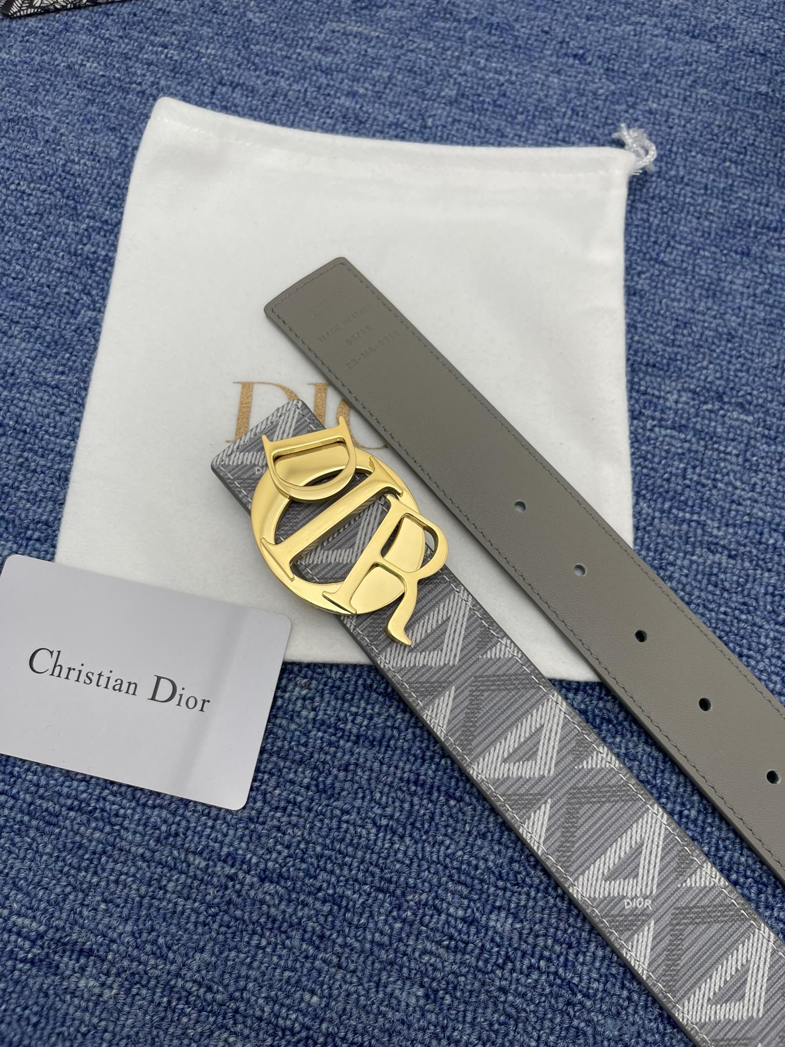 Dior Male Basic Belt Cow Leather Black Adjustable S-m