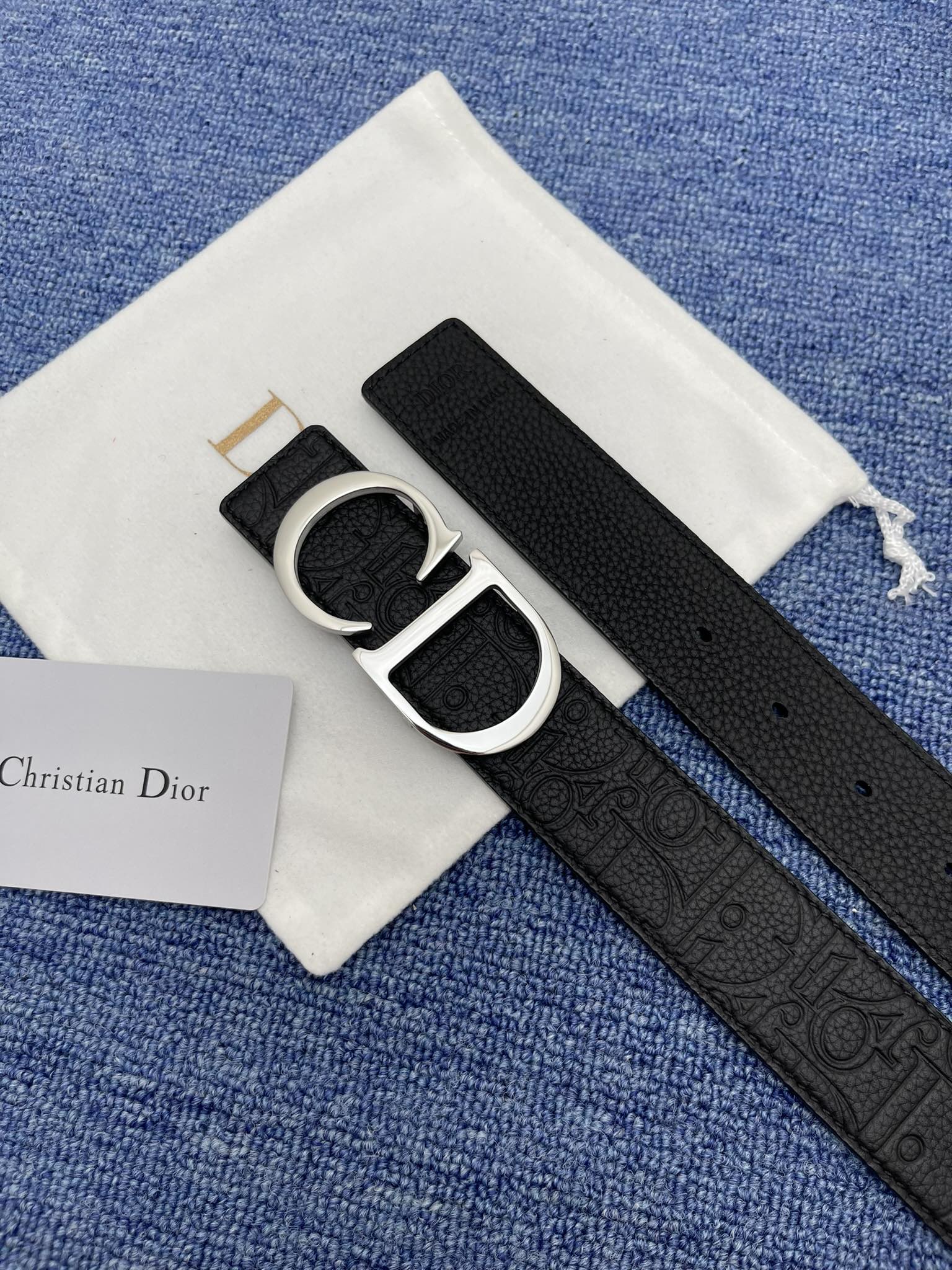 Dior Male Basic Belt Cow Leather Black Adjustable L