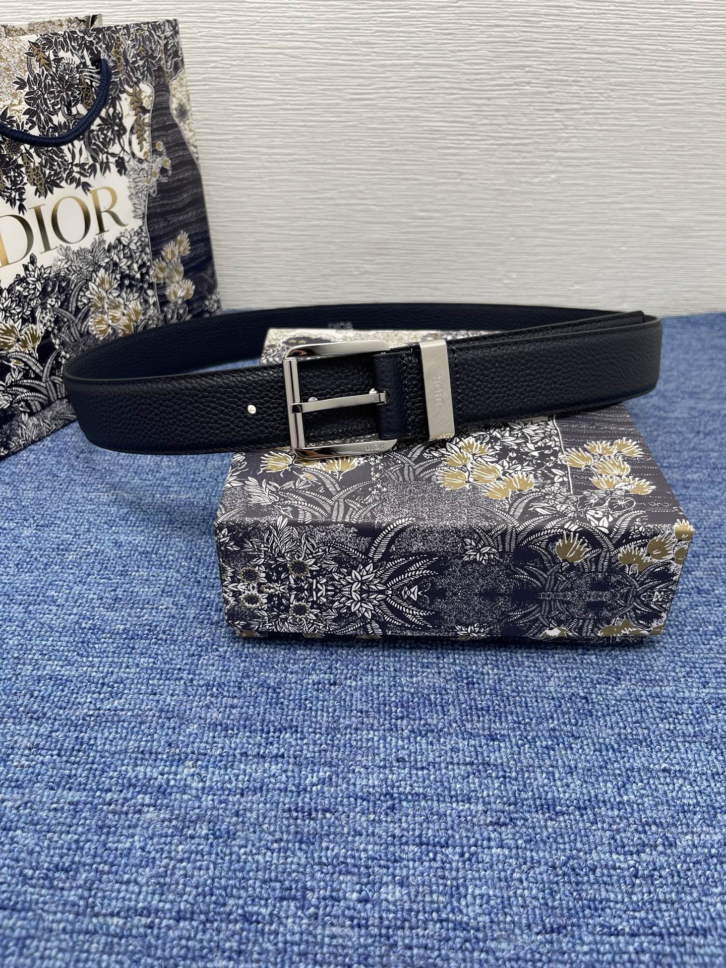 Dior Pin Buckle Belt Cow Leather Silver Adjustable M