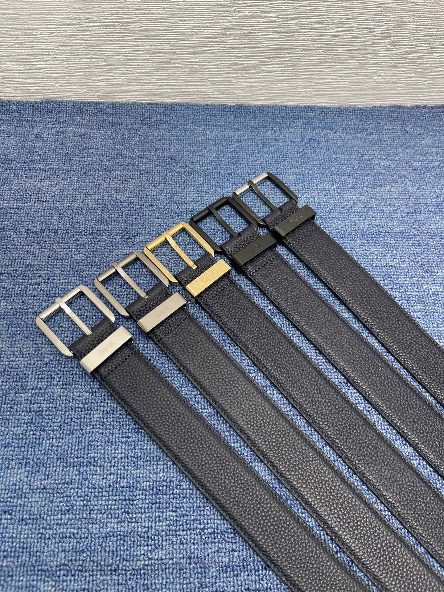 Dior Pin Buckle Belt Cow Leather Silver Adjustable M