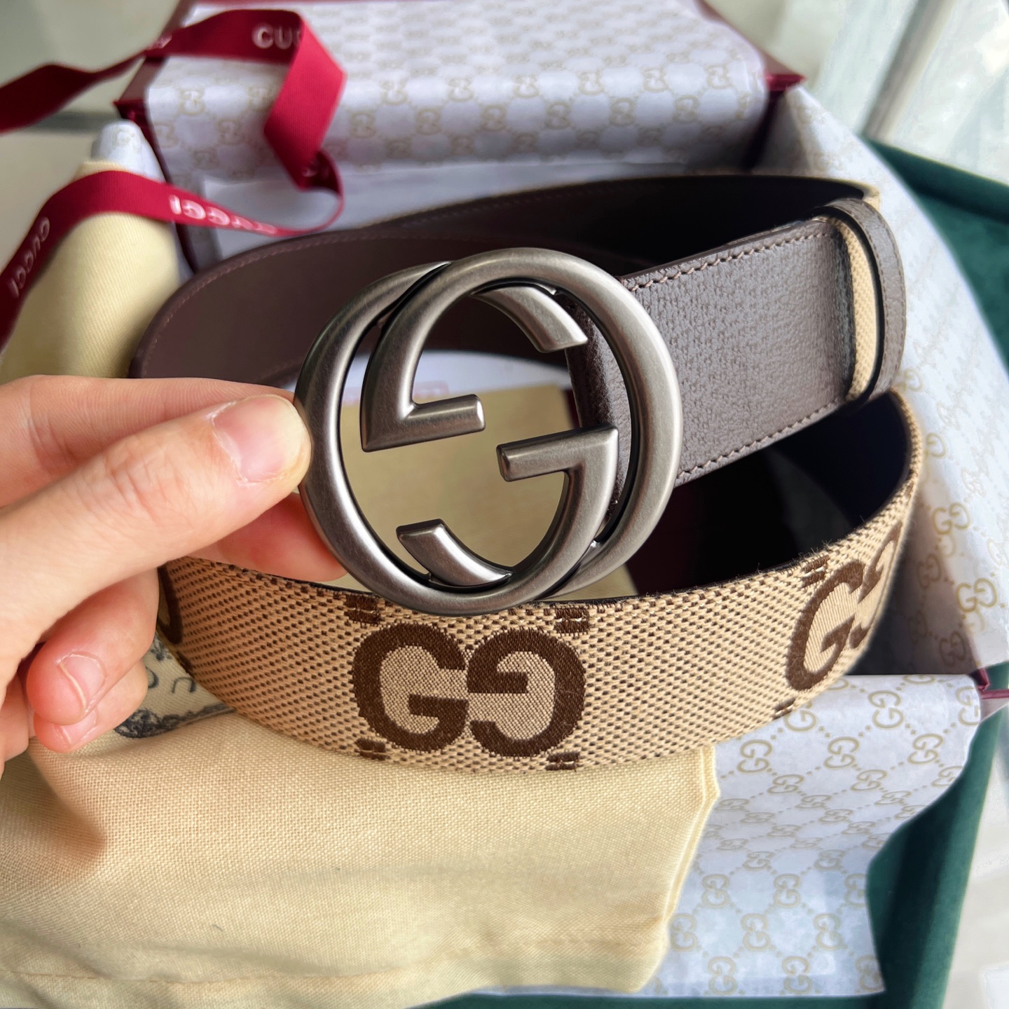 Gucci Basic Belt Canvas White Wide Width M