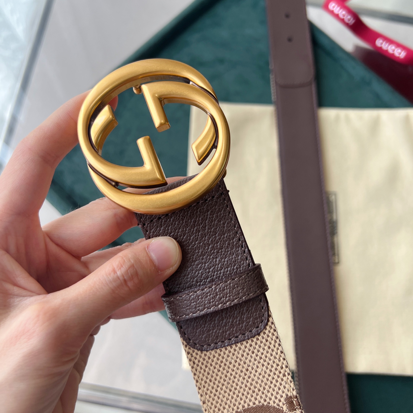 Gucci Basic Belt Canvas White Wide Width M