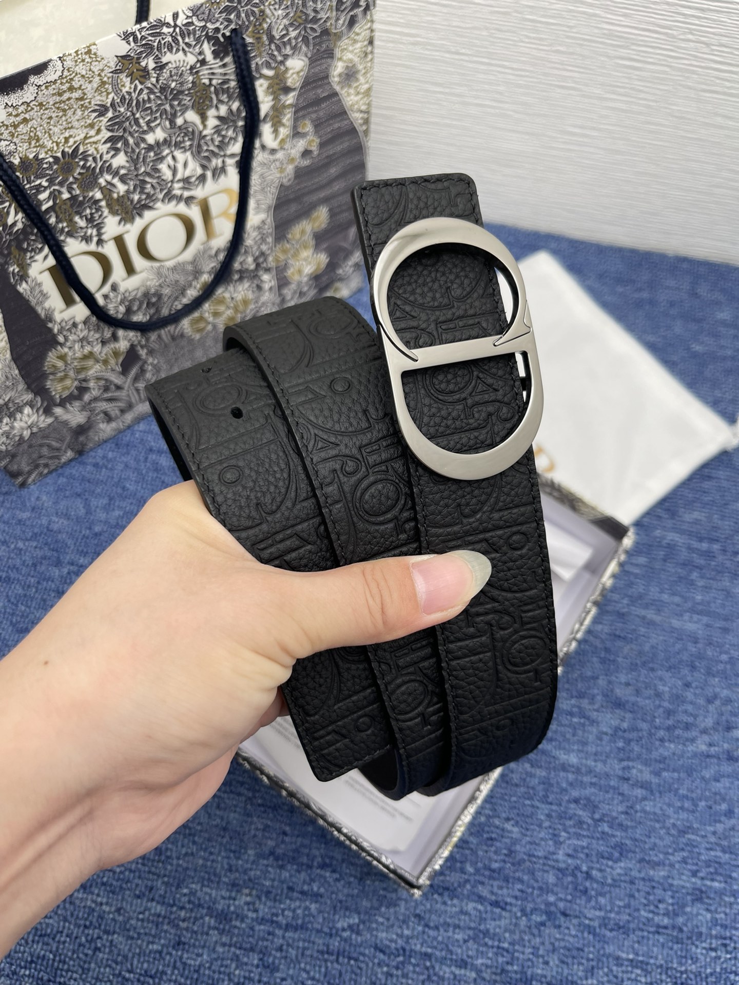 Dior Basic Belt Cow Leather Black Adjustable L