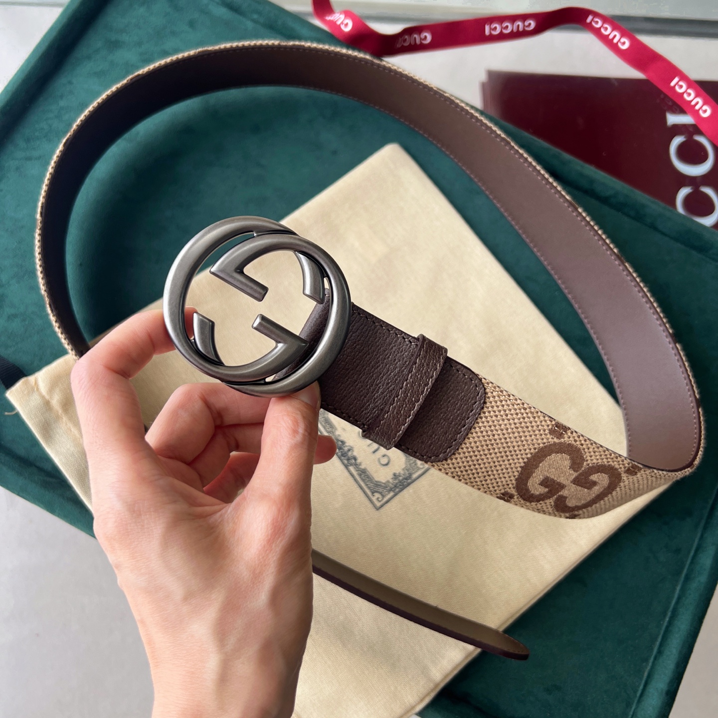 Gucci Basic Belt Canvas White Wide Width M-l