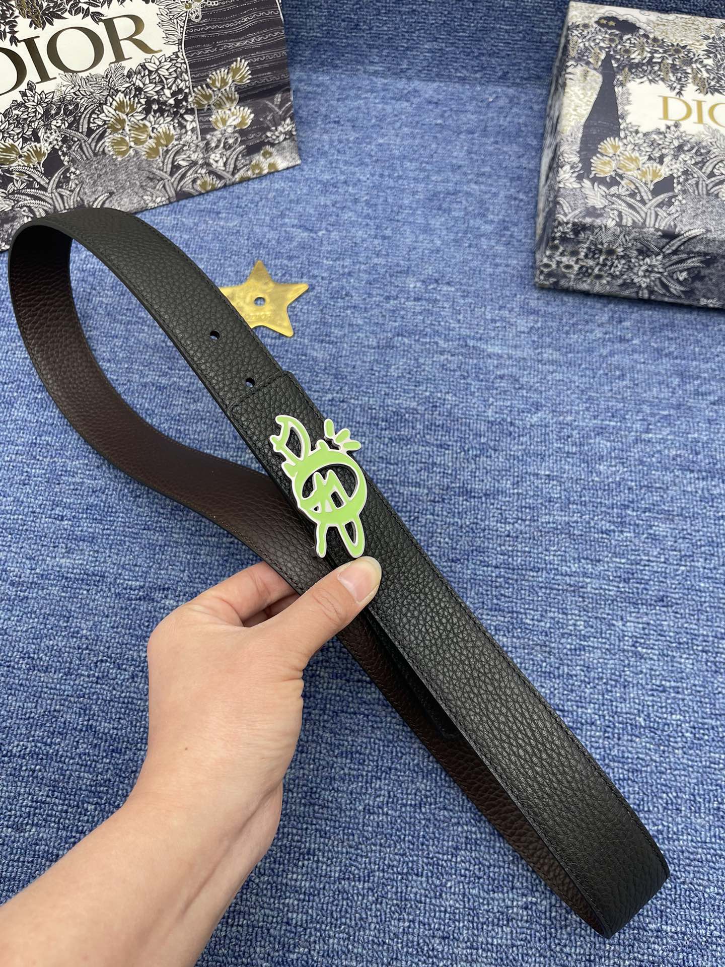 Dior Male Basic Belt Cow Leather Black Adjustable S-m