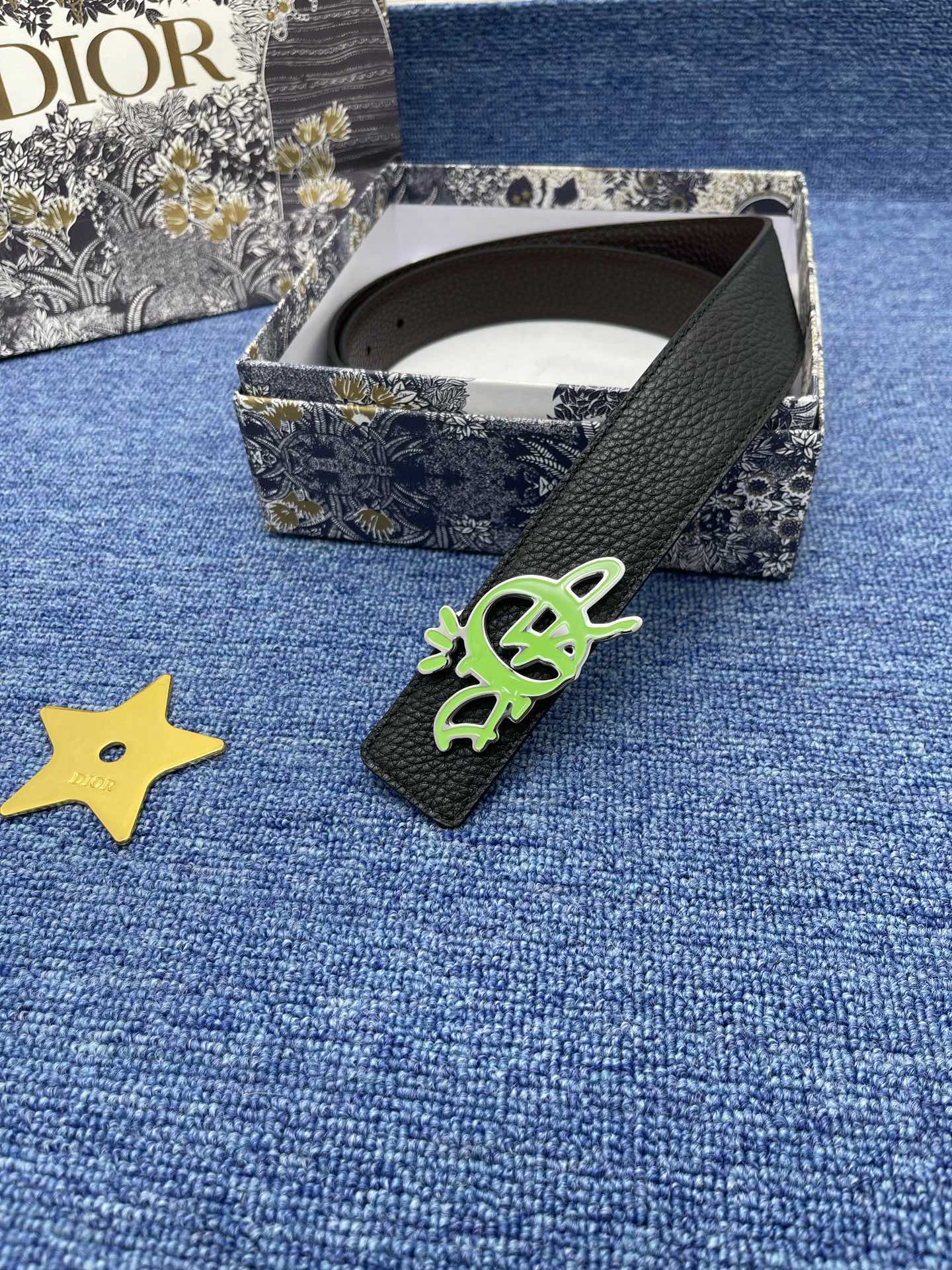 Dior Male Basic Belt Cow Leather Black Adjustable S-m