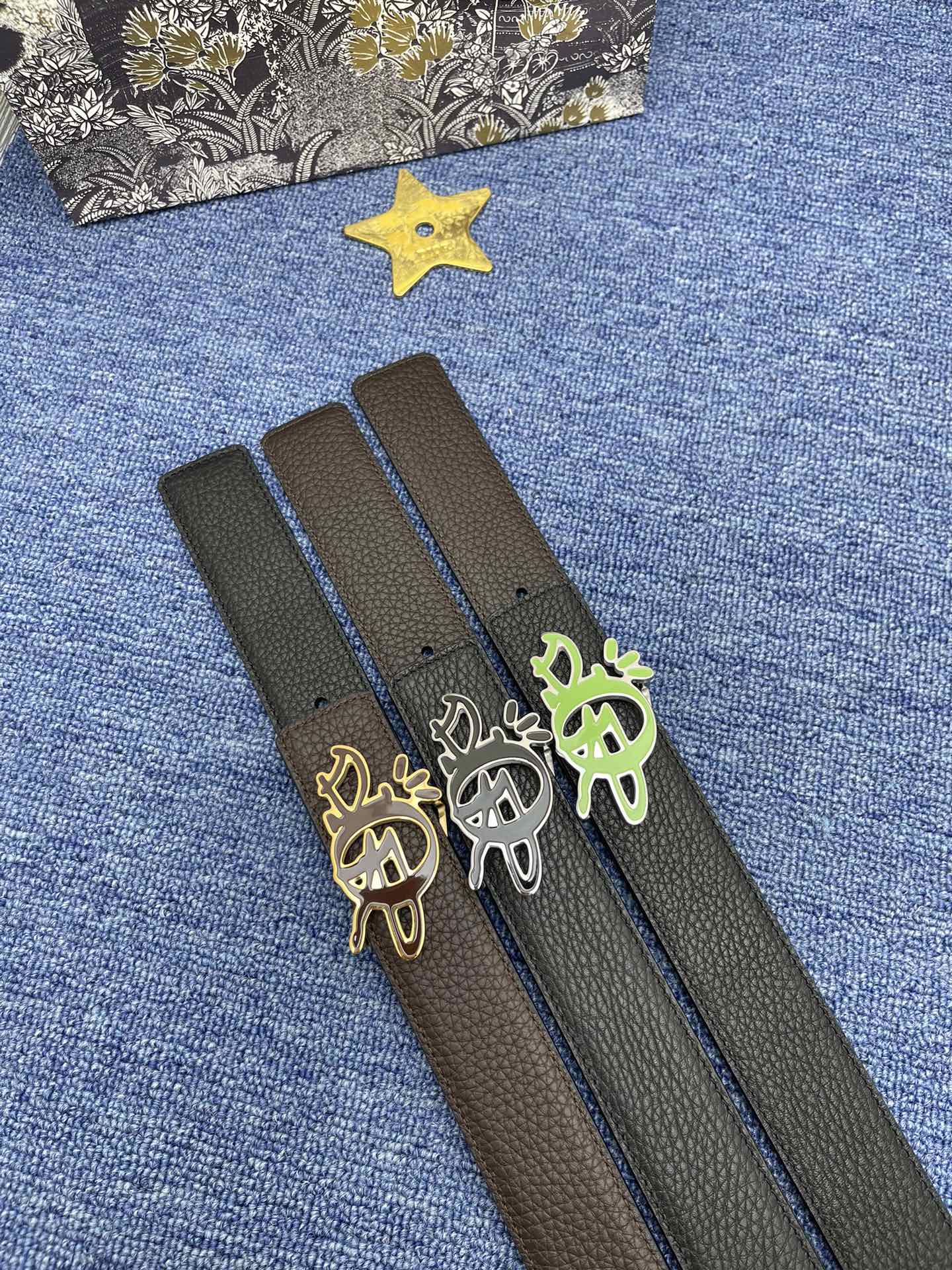 Dior Male Basic Belt Cow Leather Black Adjustable S-m