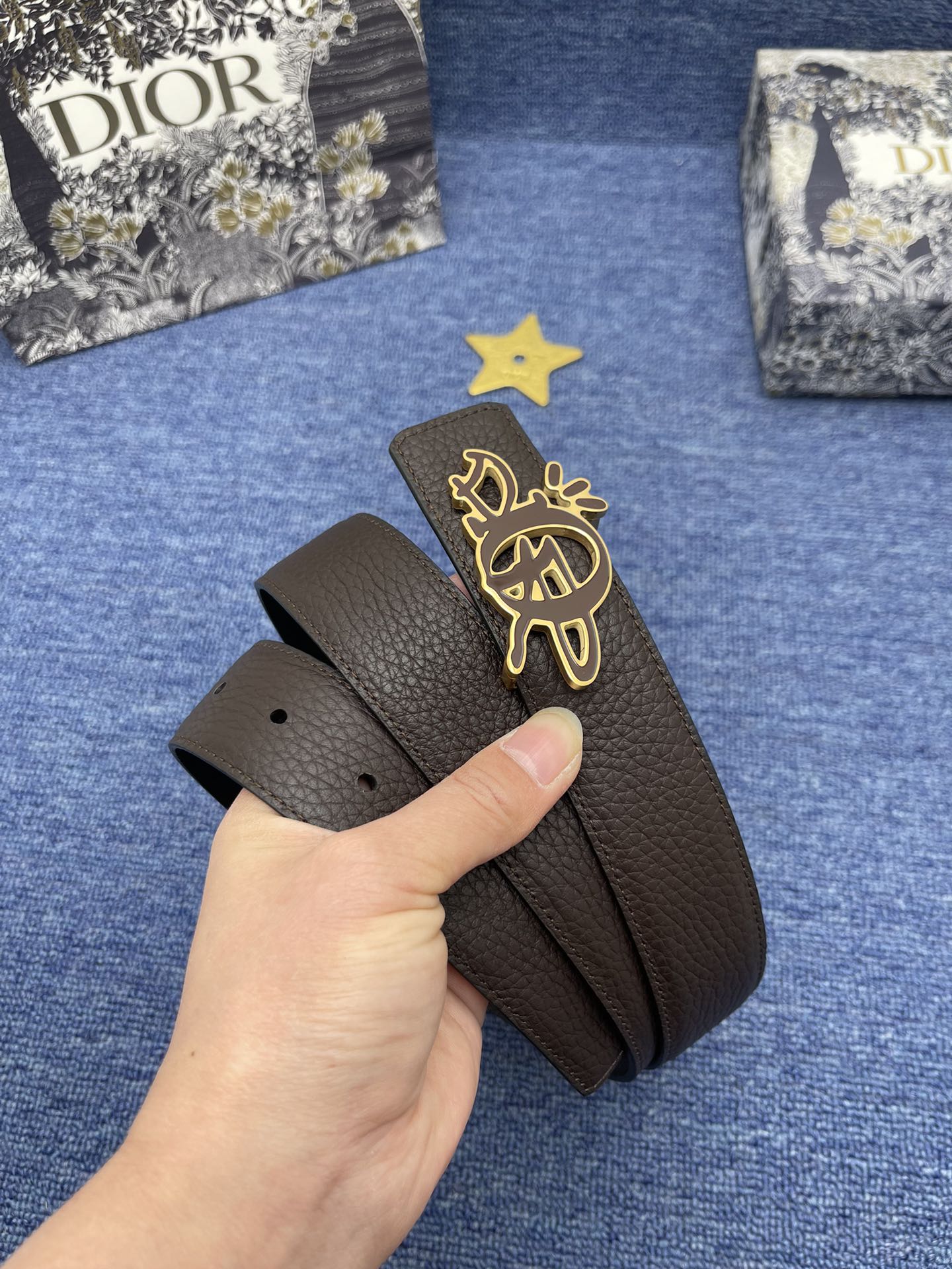 Dior Male Basic Belt Cow Leather Black Adjustable S-m