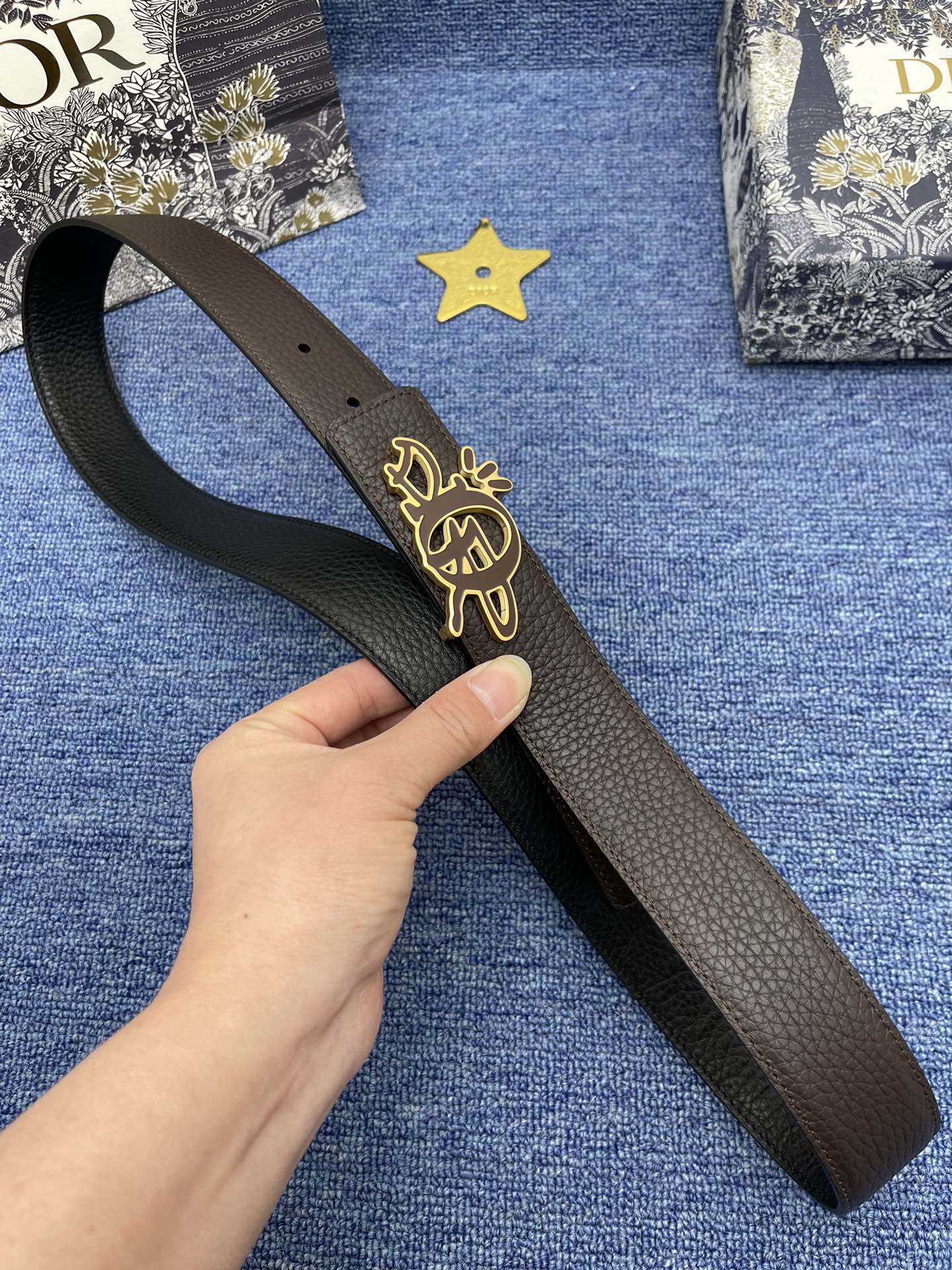 Dior Male Basic Belt Cow Leather Black Adjustable S-m