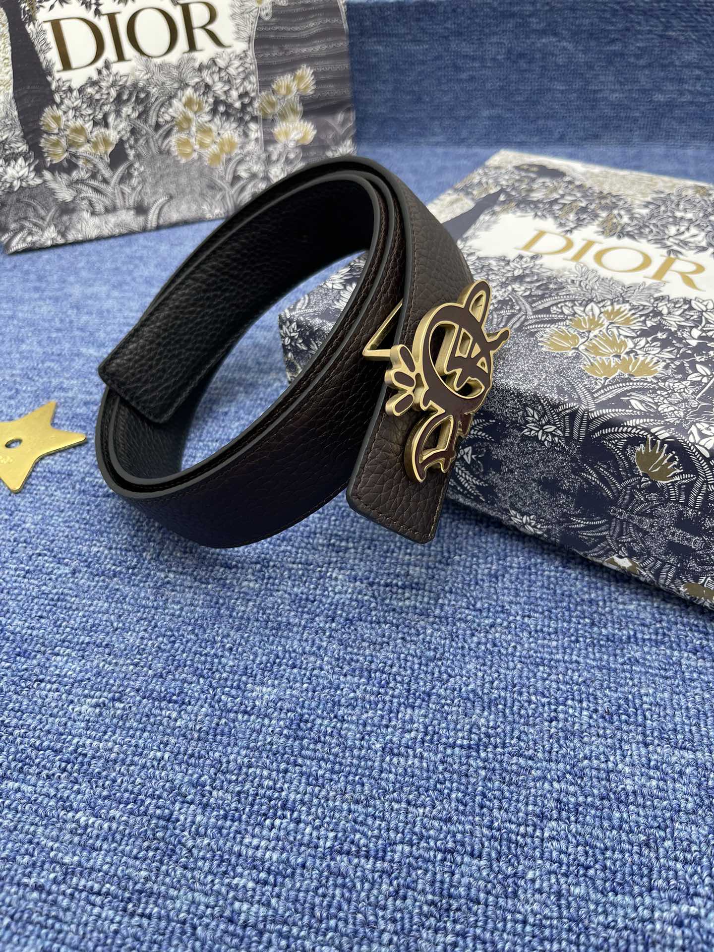 Dior Male Basic Belt Cow Leather Black Adjustable S-m