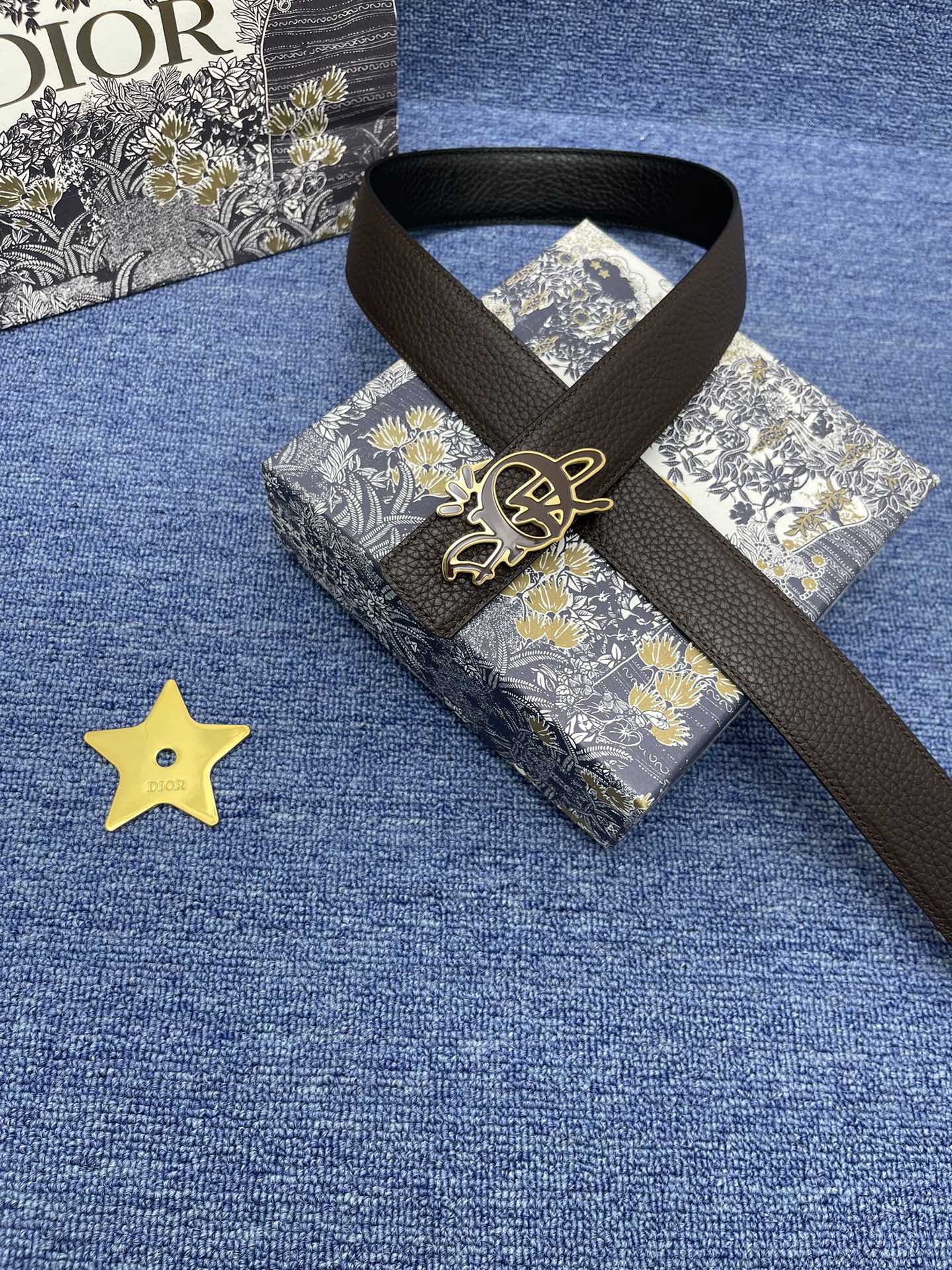 Dior Male Basic Belt Cow Leather Black Adjustable S-m