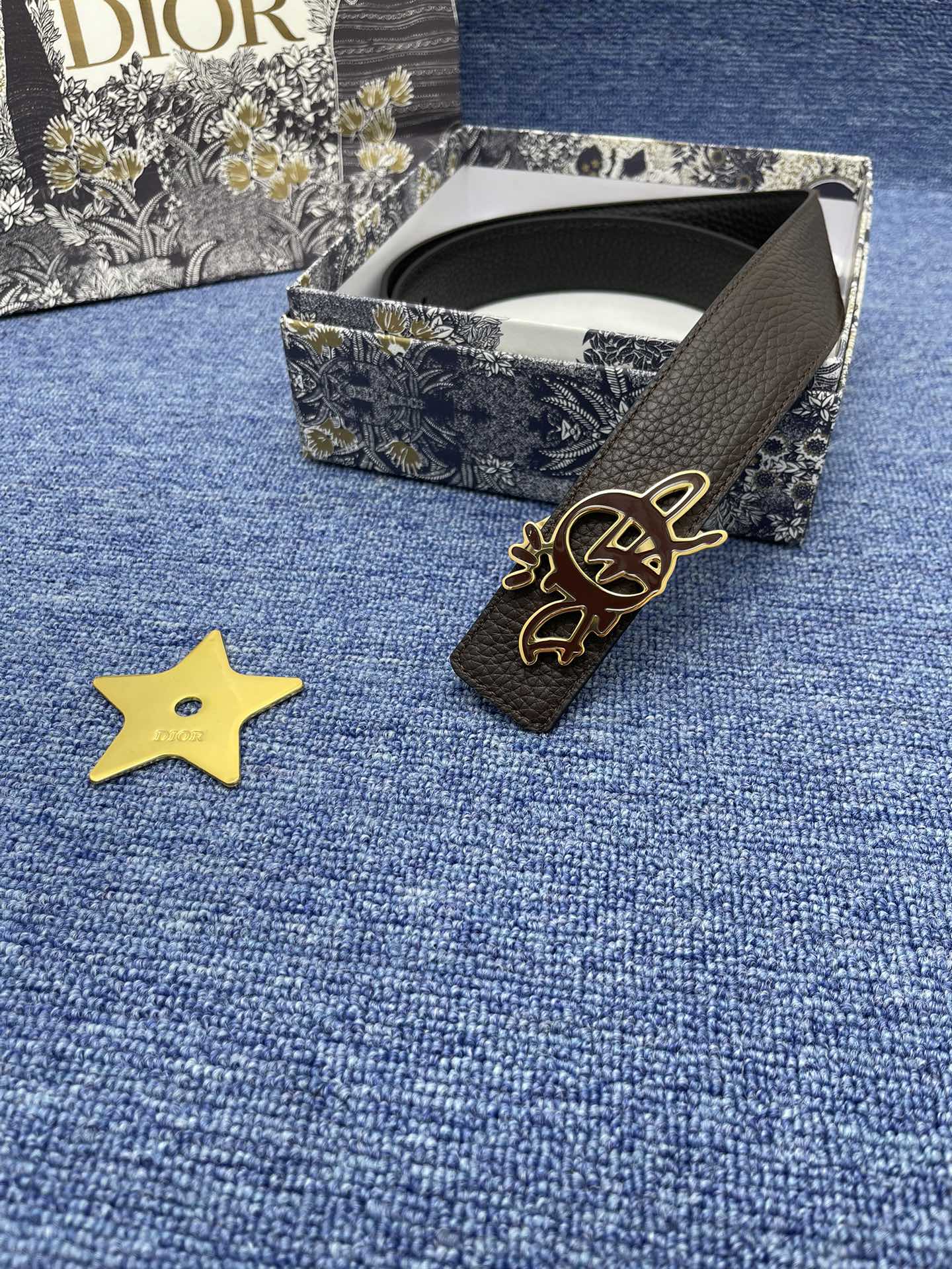 Dior Male Basic Belt Cow Leather Black Adjustable S-m